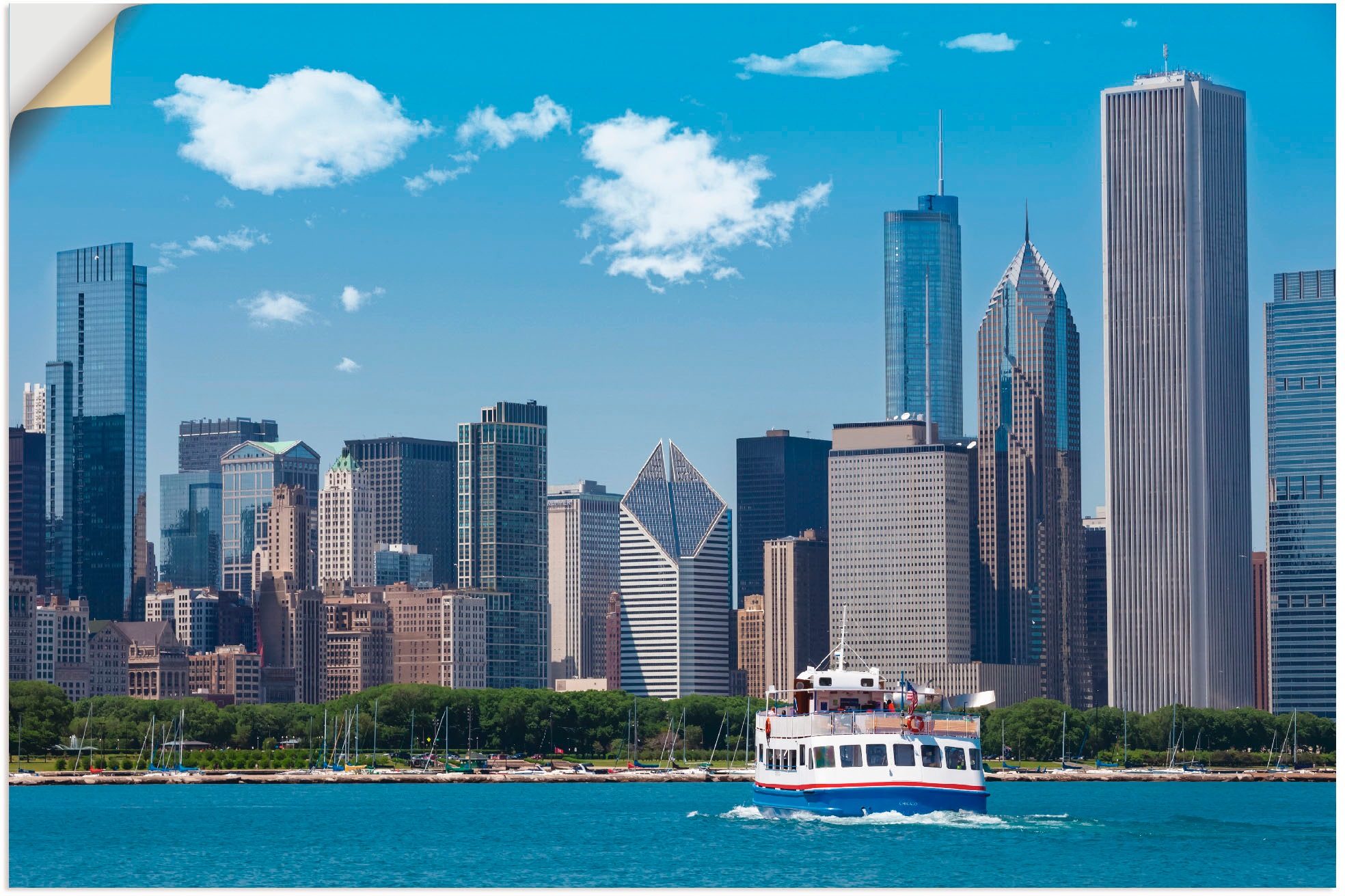 Image of Artland Wandbild »Chicago Skyline«, Amerika, (1 St.), in vielen Grössen & Produktarten - Alubild / Outdoorbild für den Aussenbereich, Leinwandbild, Poster, Wandaufkleber / Wandtattoo auch für Badezimmer geeignet bei Ackermann Versand Schweiz