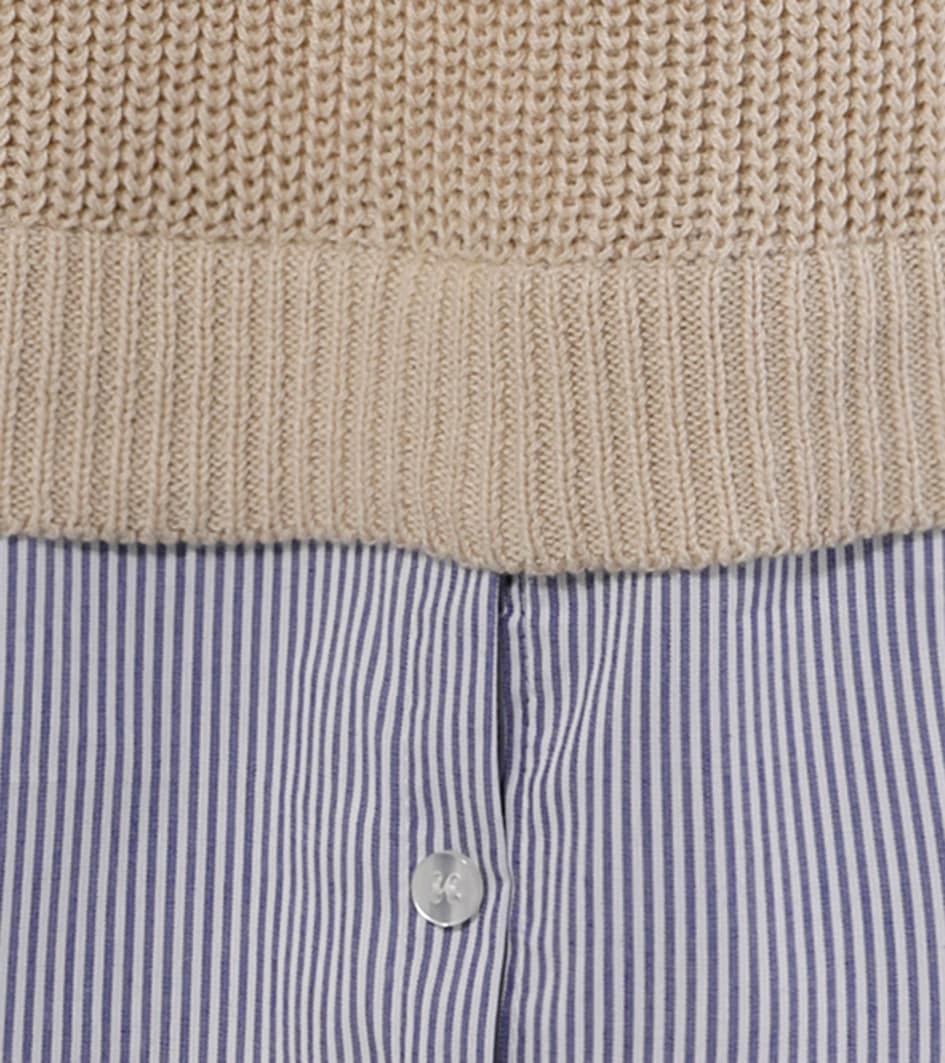 Aniston CASUAL Strickpullover mit gestreiftem Bluseneinsatz am Saum