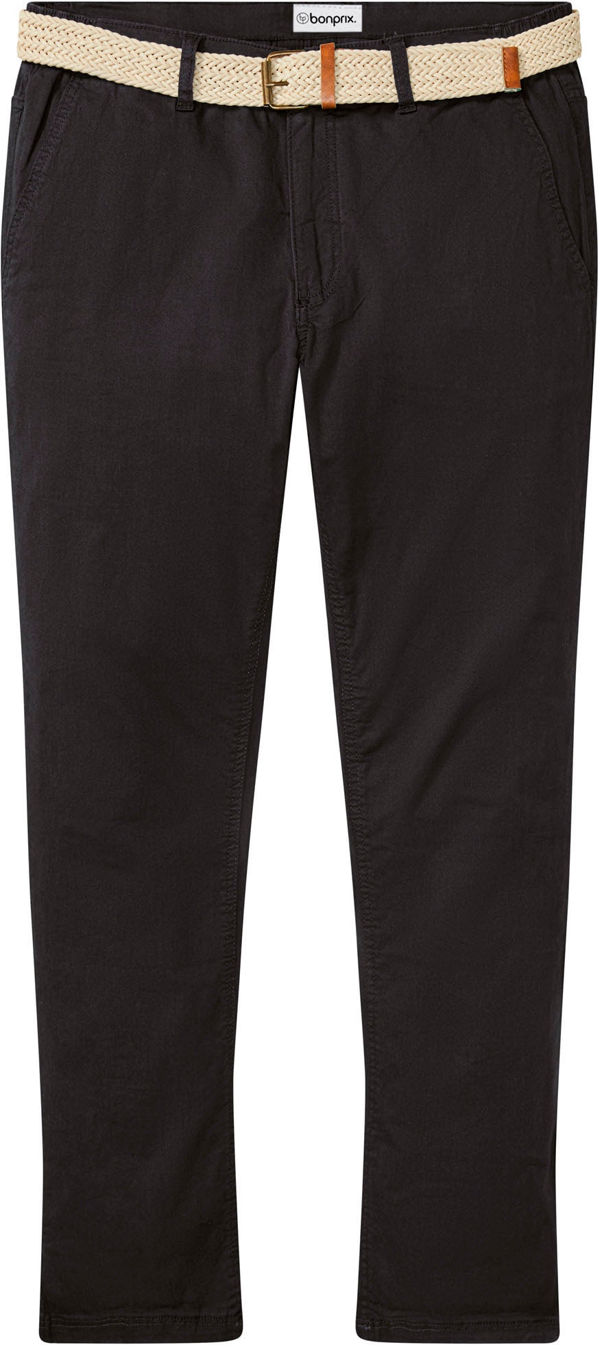 bonprix Chinohose »Regular Fit Chinohose mit Komfortbund und Gürtel, Straight«  aus Baumwolle und Elasthan, mit Komfortbund und Gürtel, Regular Fit