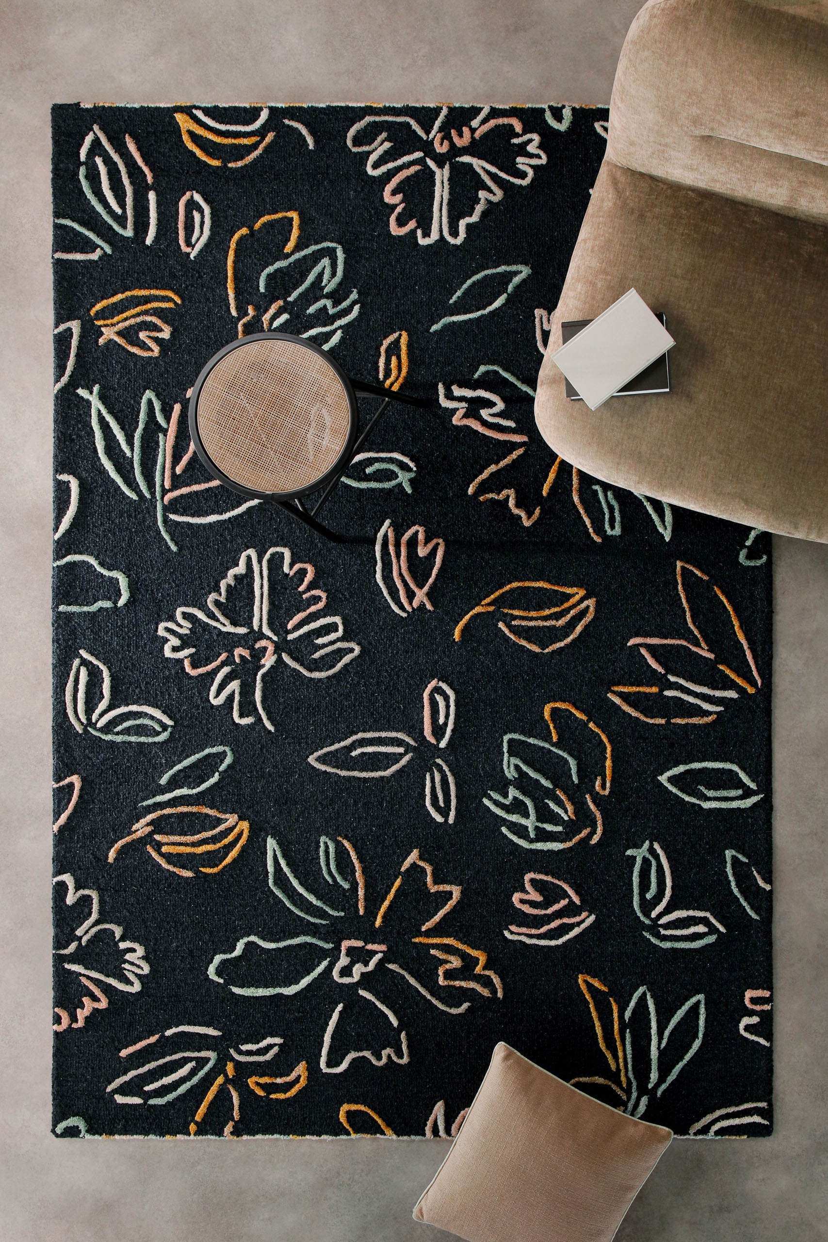 Image of Wecon home "Vee" rechteckig 10 mm Höhe Wollteppich, floral, hochwertig, pflegeleicht, modern, handgetuftet
