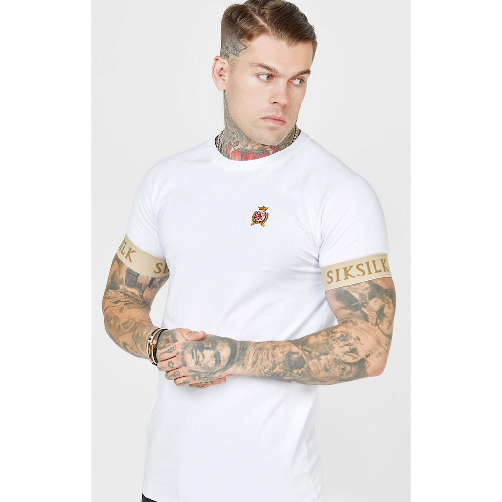 Siksilk T-Shirt »T-Shirts White Crest Elasticated Cuff T-Shirt«