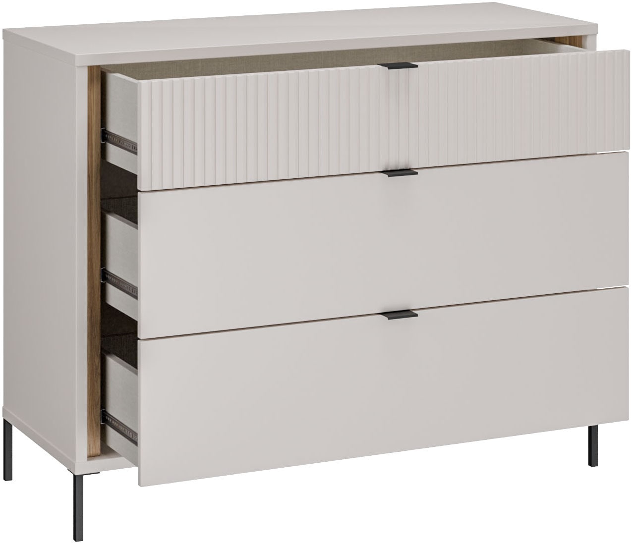 FORTE Kommode »Forte Seravel Sideboard 110 cm, Kashmir Beige/Mauvella Eiche« B/H/T109,4/87,2/41,5 cm, Metallfüsse schwarz