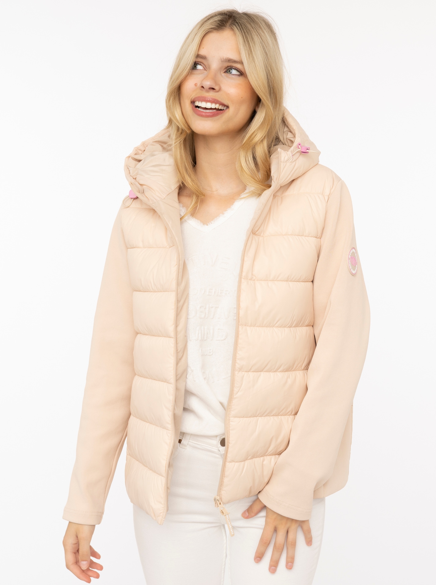 Image of Zwillingsherz Steppjacke "„Good Vibes“" gesteppte Partien vorne und hinten, seitliche Einsätze elastisch