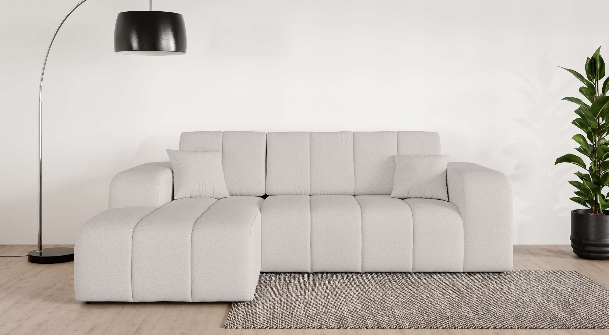 Image of GOODproduct Ecksofa "CASSY L-Form, Schlafsofa mit Bettkasten, Masse B/T/H: 245/165/88 cm" mit 2 Rückenkissen, Recamiere rechts oder links bestellbar