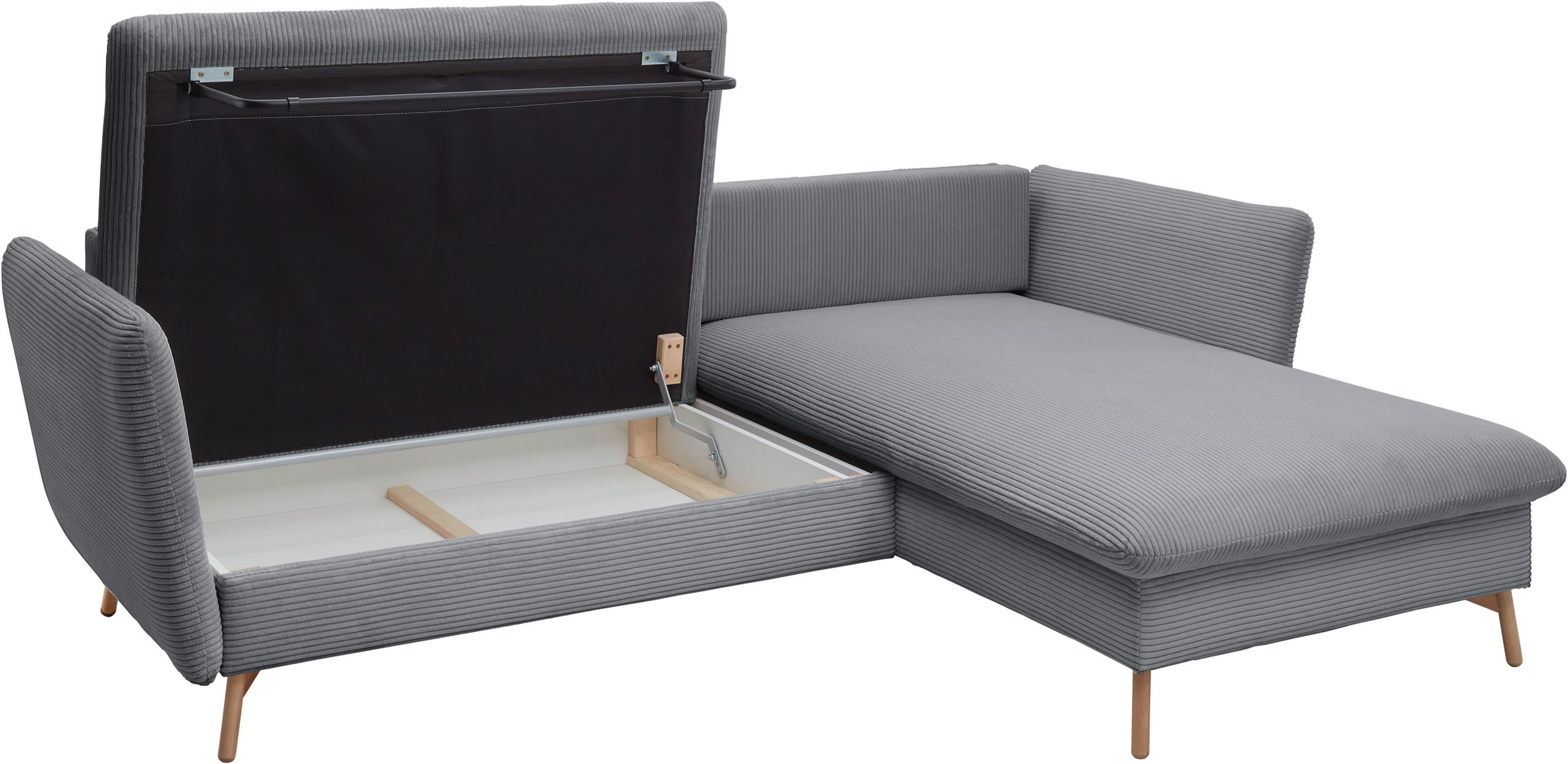 GOODproduct Ecksofa »MERLE, 258 cm, L-Form, traumhafter Cord,« mit Bettfunktion und Bettkasten, Liegefläche 224 x 139