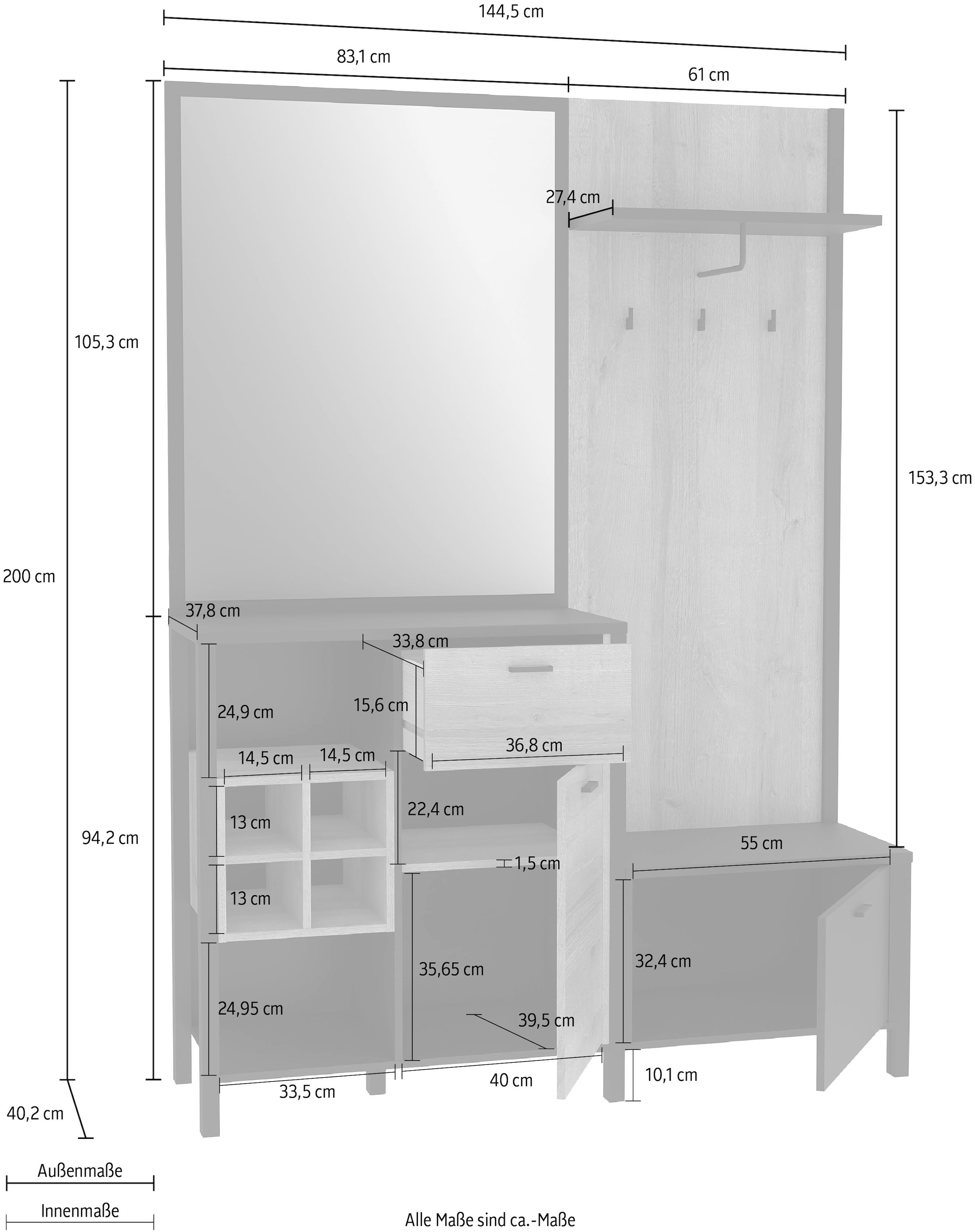 FORTE Kompaktgarderobe »High Rock« Breite 144,5 cm