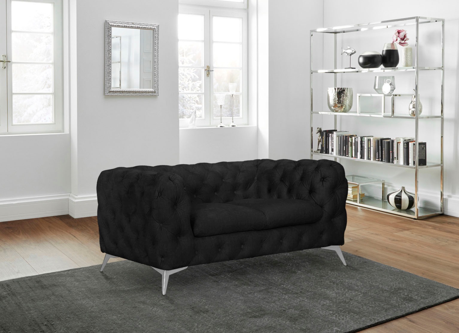 Leonique Chesterfield-Sofa »Glynis«, aufwändige Knopfheftung, moderne Chesterfield Optik, Fussfarbe wählbar