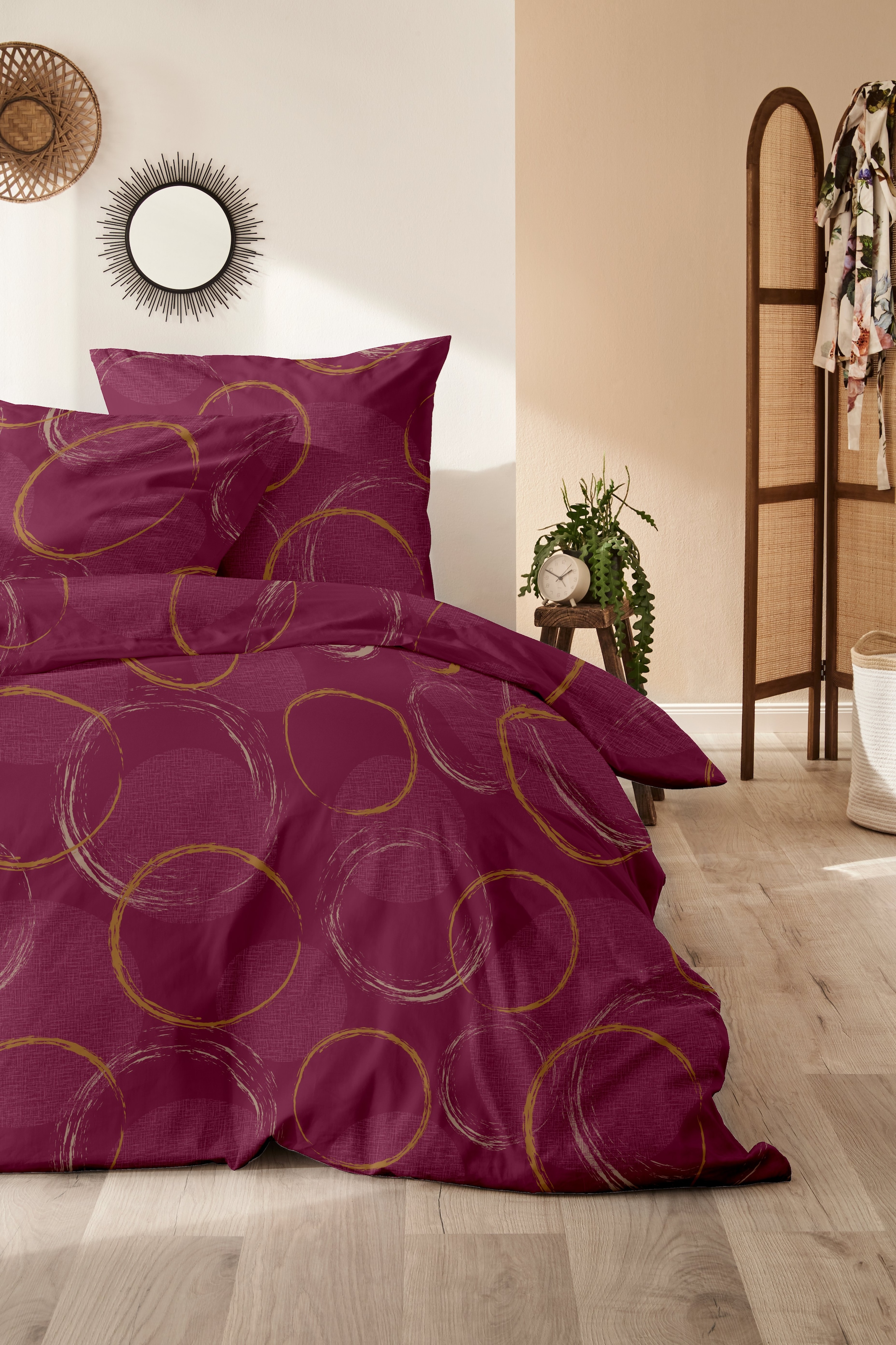 Primera Linge de lit »Mako-Satin -Bettwäsche Trace« 2 cuis avec motif circulaire frais