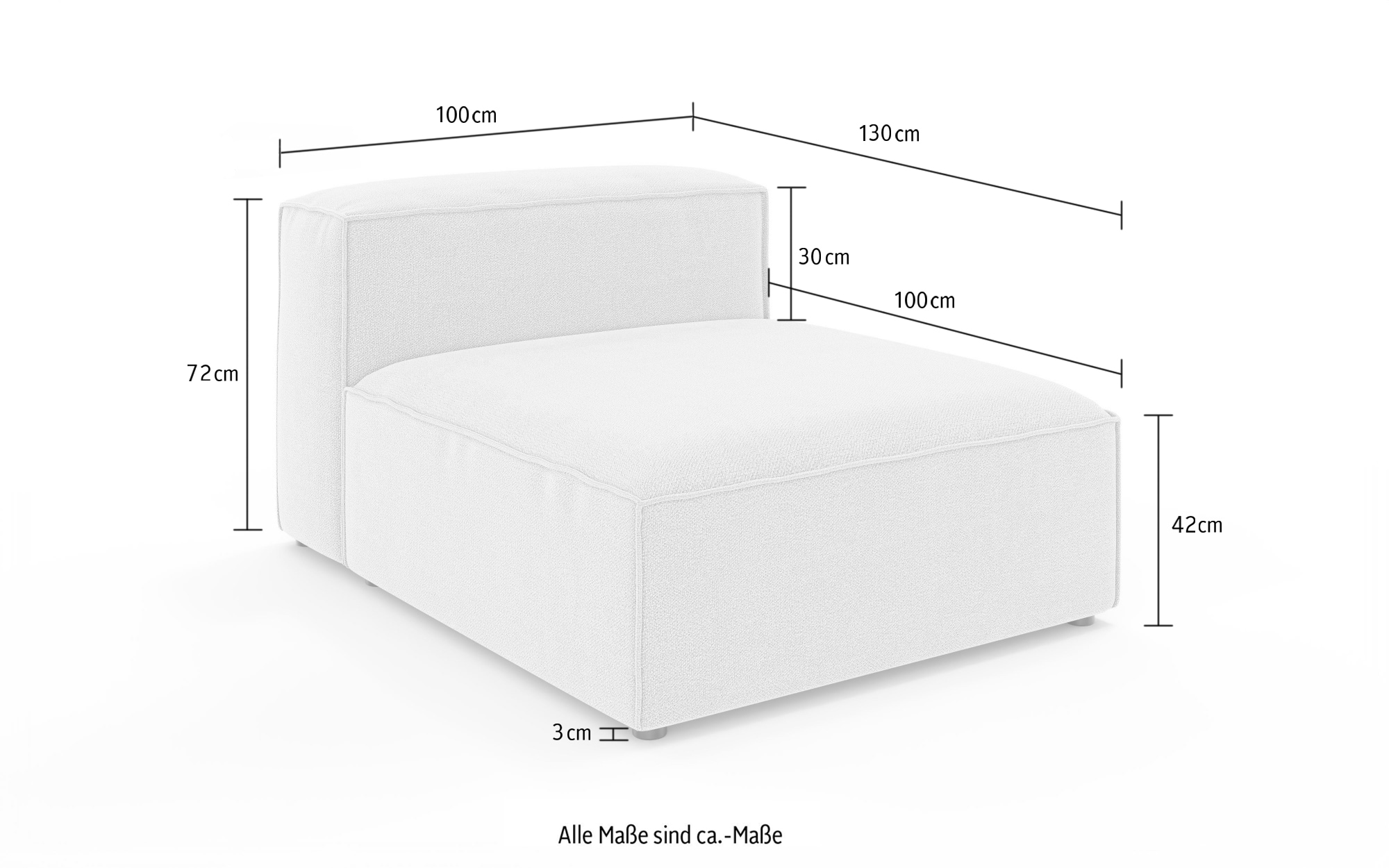 INOSIGN Chaiselongue »HAILY Liegesessel, Loungemöbel zum Relaxen, Masse B/T/H: 100/130/72 cm«, als Modul oder separat verwendbar, für individuelle Zusammenstellung