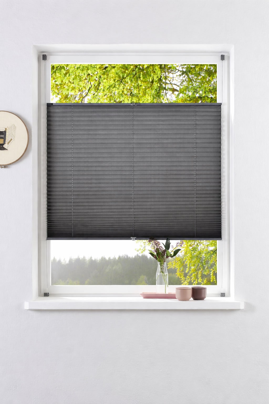 Image of GOODproduct Plissee "DAHRA UNI - in Crush-Optik, ohne Bohren, Lichtschutz" Lichtschutz ohne Bohren verspannt Fixmass, Klemmträger in Unifarben passend zum Plissee -NEUHEIT