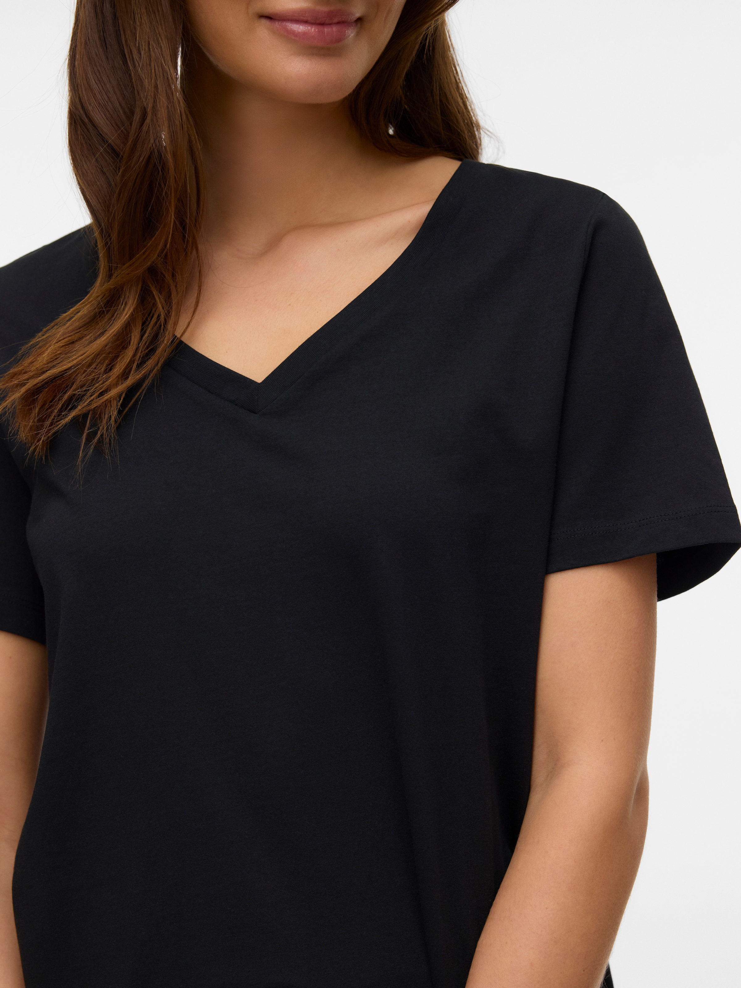 Vero Moda T-shirt à manches courtes »VMPAULINA SS V-NECK T-SHIRT JRS NOOS« Baumwolle