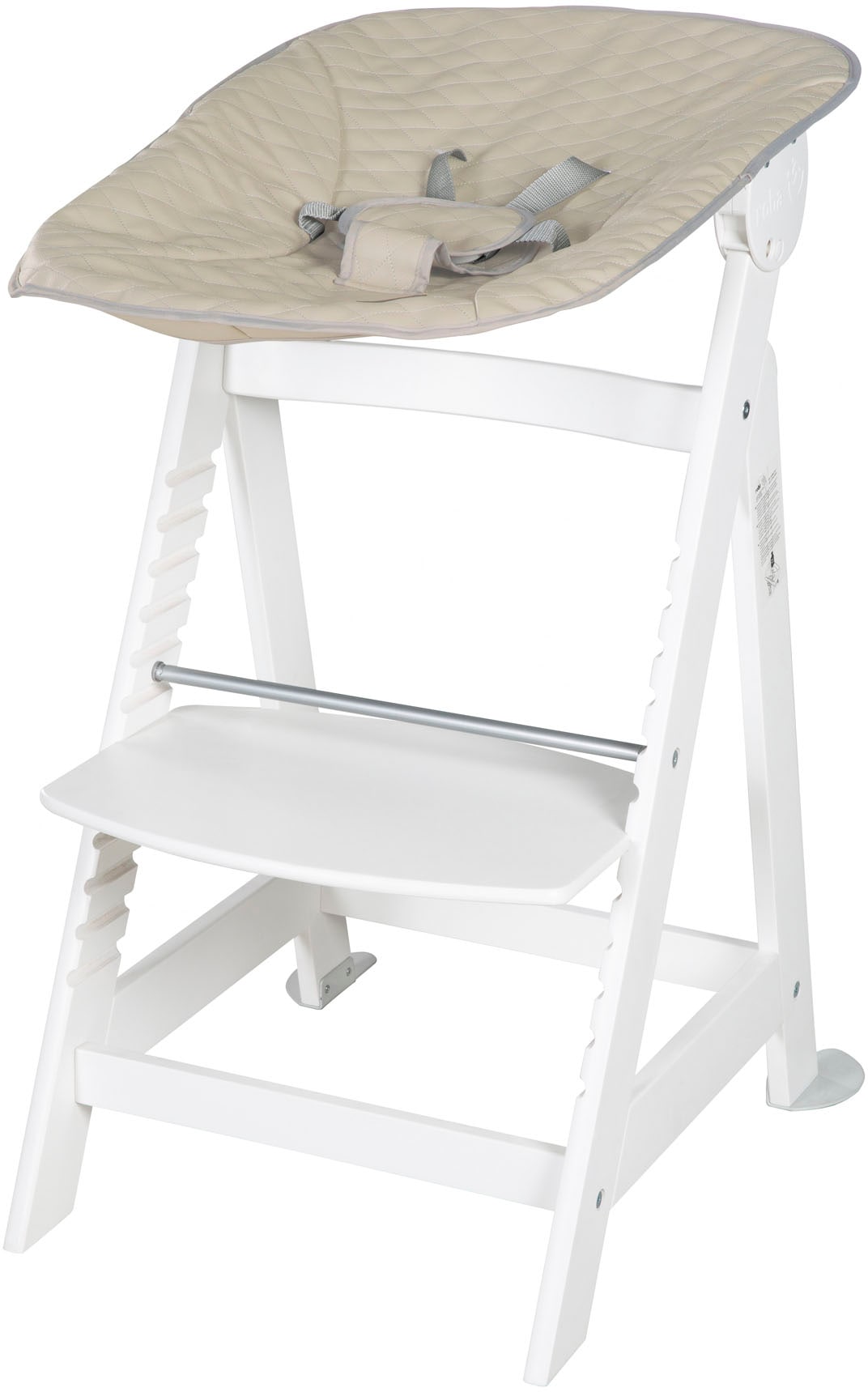 roba® Hochstuhl »Treppenhochstuhl 2-in-1 Set Born Up weiss«, mit Neugeborenen-Aufsatz, Greyish gesteppt