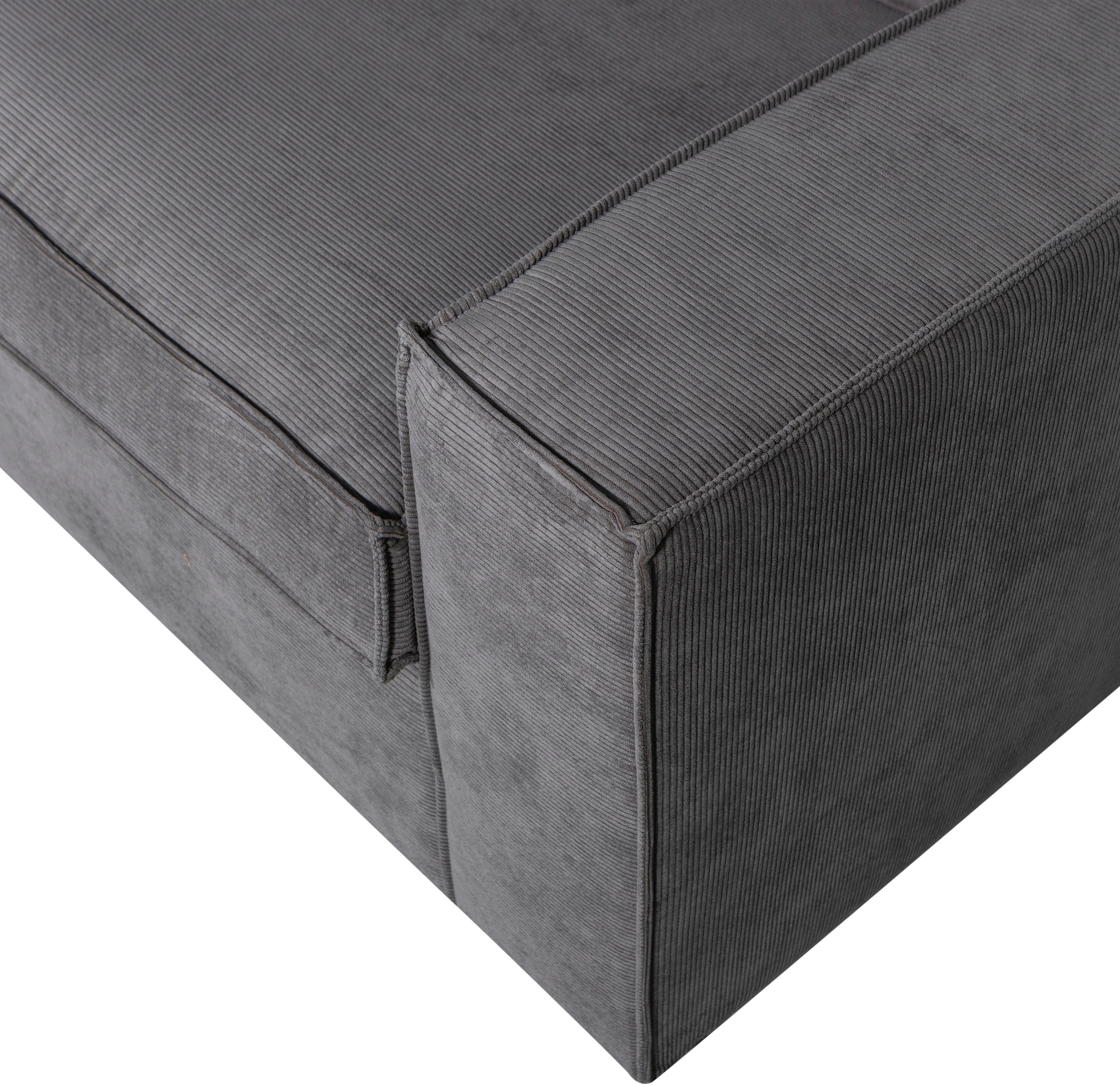 WOOOD Ecksofa »Thomas Rechts Bezug mit Steppnaht, H 92 x B 283 x D 197 cm« Tragkraft 400 kg, Losse Sitz- und Rückenkissen, Pfleiglicht