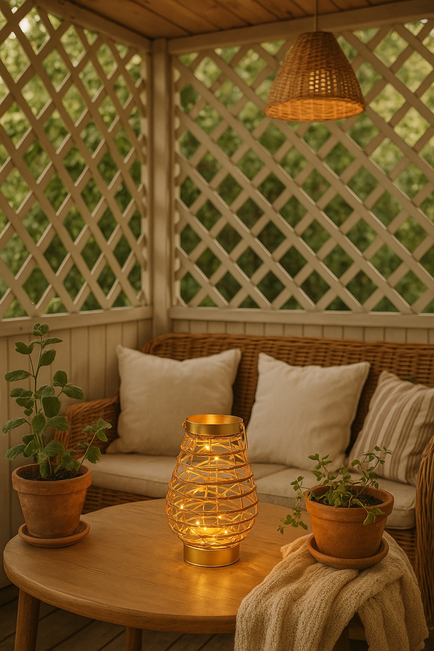 I.GE.A. Photophore »LED-Laterne aus Metall Kordel« Windlicht Kerzenlaterne Gold Tischdeko Lichterkette