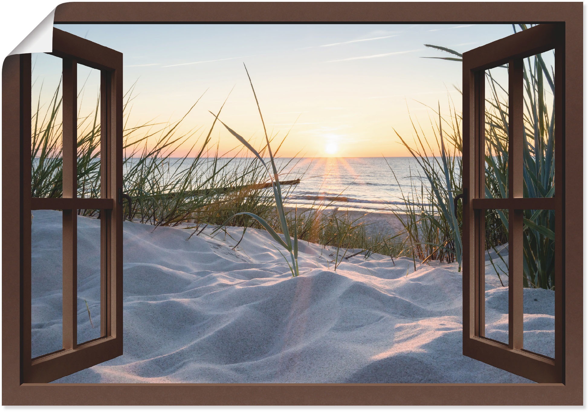 Image of Artland Wandbild »Ostseestrand durchs Fenster«, Meer Bilder, (1 St.), in vielen Grössen & Produktarten - Alubild / Outdoorbild für den Aussenbereich, Leinwandbild, Poster, Wandaufkleber / Wandtattoo auch für Badezimmer geeignet bei Ackermann Versand Schwe