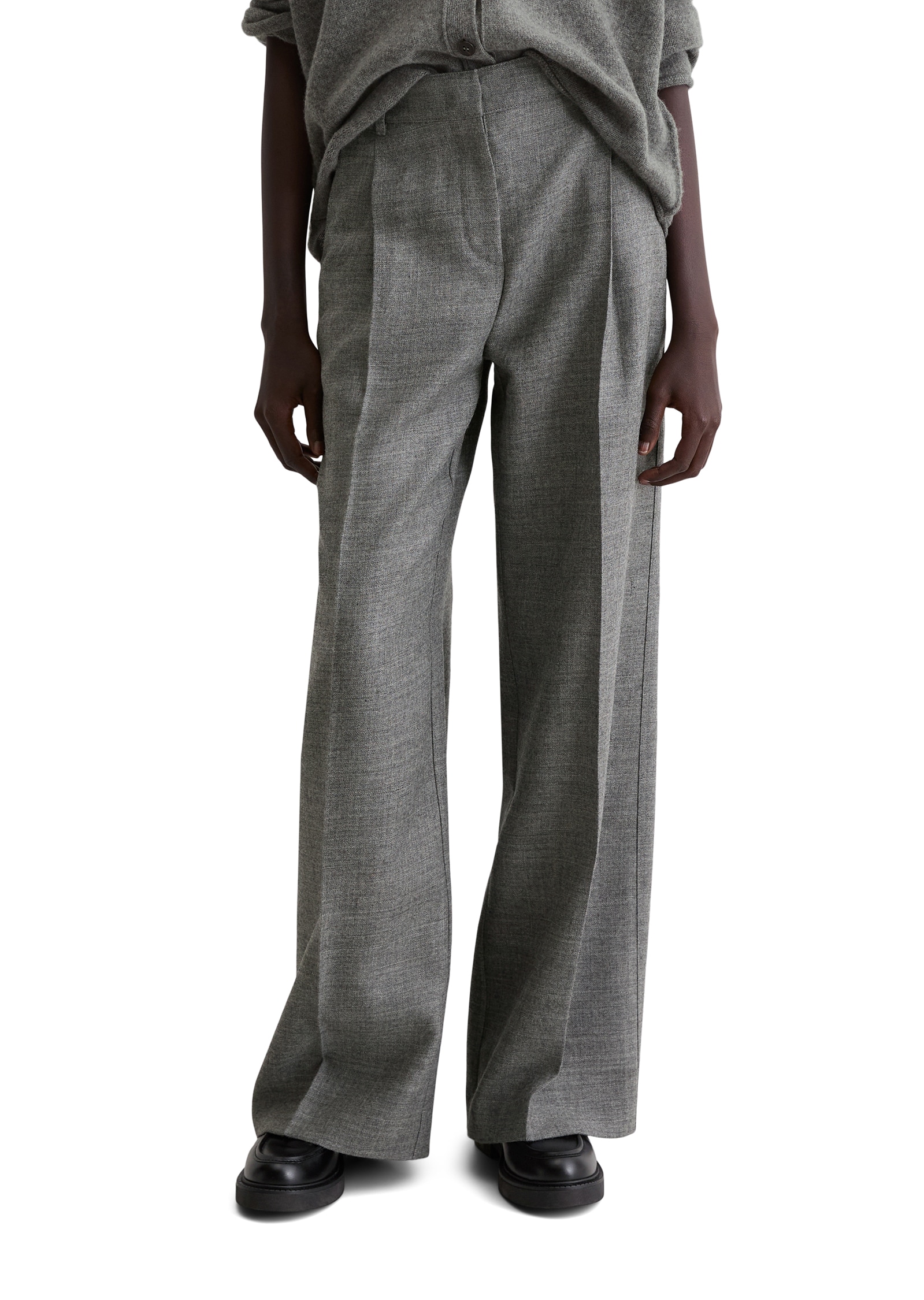 Image of Marc OPolo Anzughose "weit aus italienischem Woll-Twill" mit Bund- und Bügelfalte, mittlere Bundhöhe