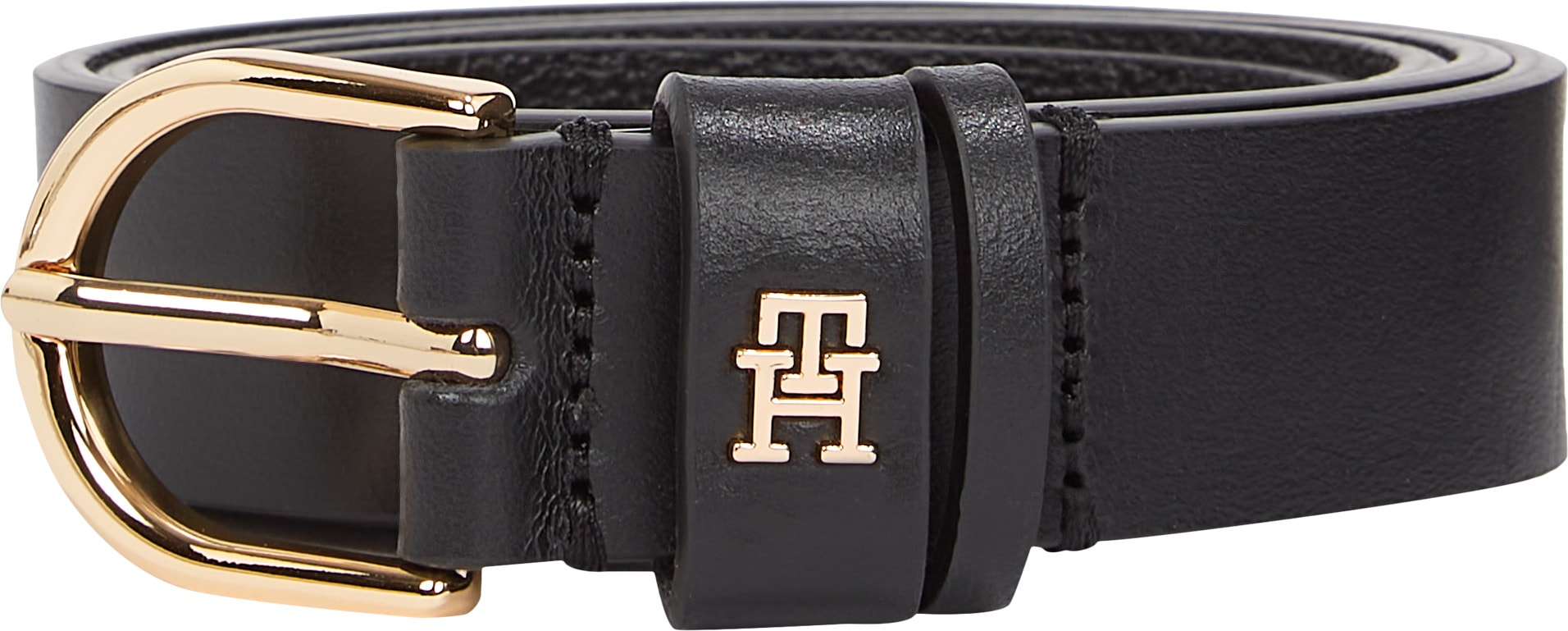 Tommy Hilfiger Ceinture en cuir »ESSENTIAL EFFORTLESS 2.5 cm breit GOLD« Logoemblem, weiche Haptik, ovale Einfachdornschliesse