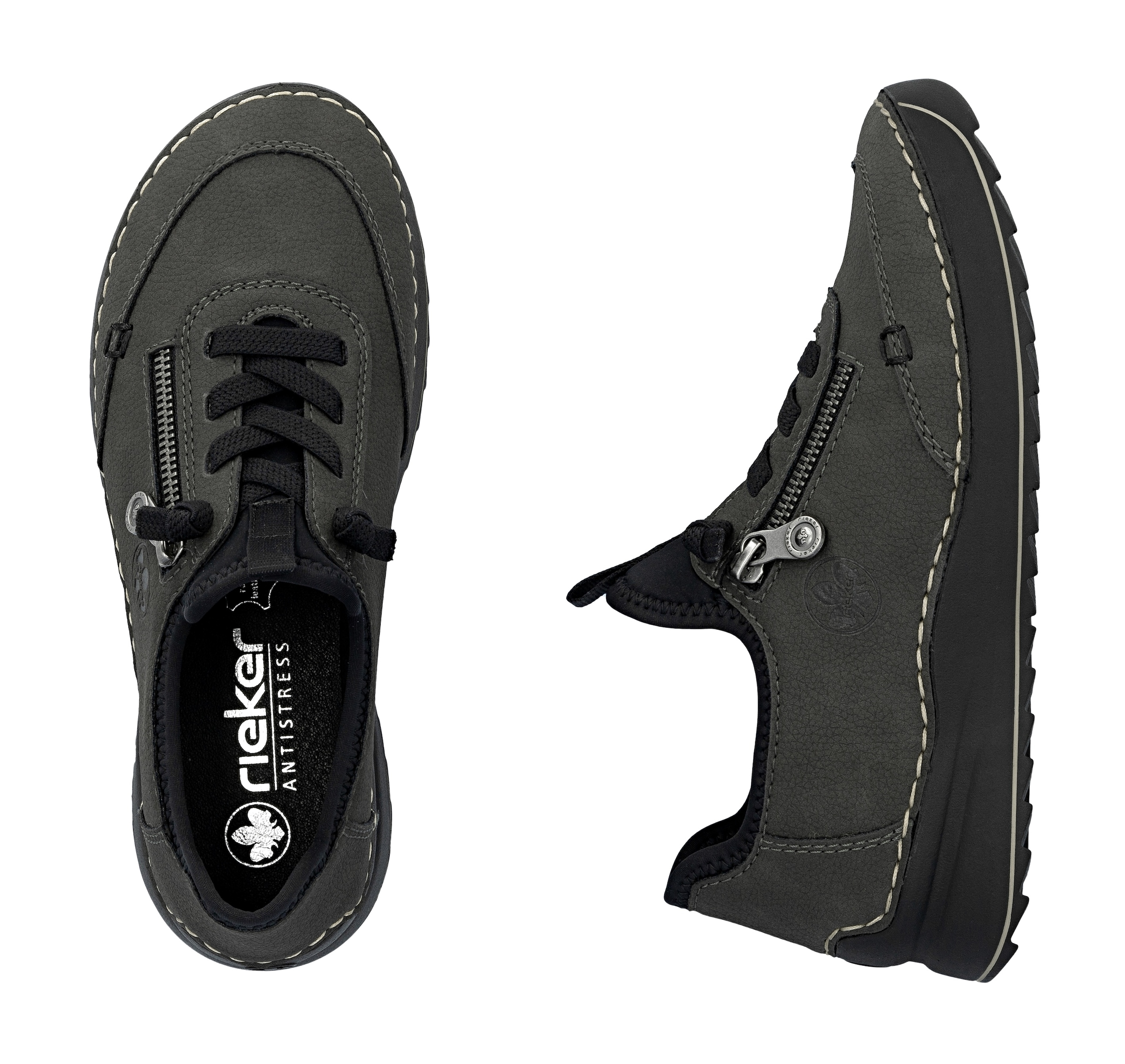 Rieker Sneaker, Schnürschuh, Halbschuh, Slipper mit Kontrastnaht