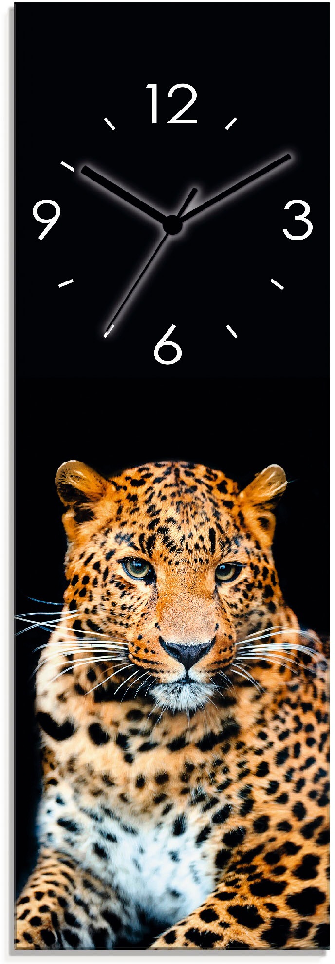 Image of Artland Wanduhr »Wütender wilder Leopard«, lautlos, ohne Tickgeräusche, nicht tickend, geräuschlos - wählbar: Funkuhr o. Quarzuhr, moderne Uhr für Wohnzimmer, Küche etc. - Stil: modern bei Ackermann Versand Schweiz