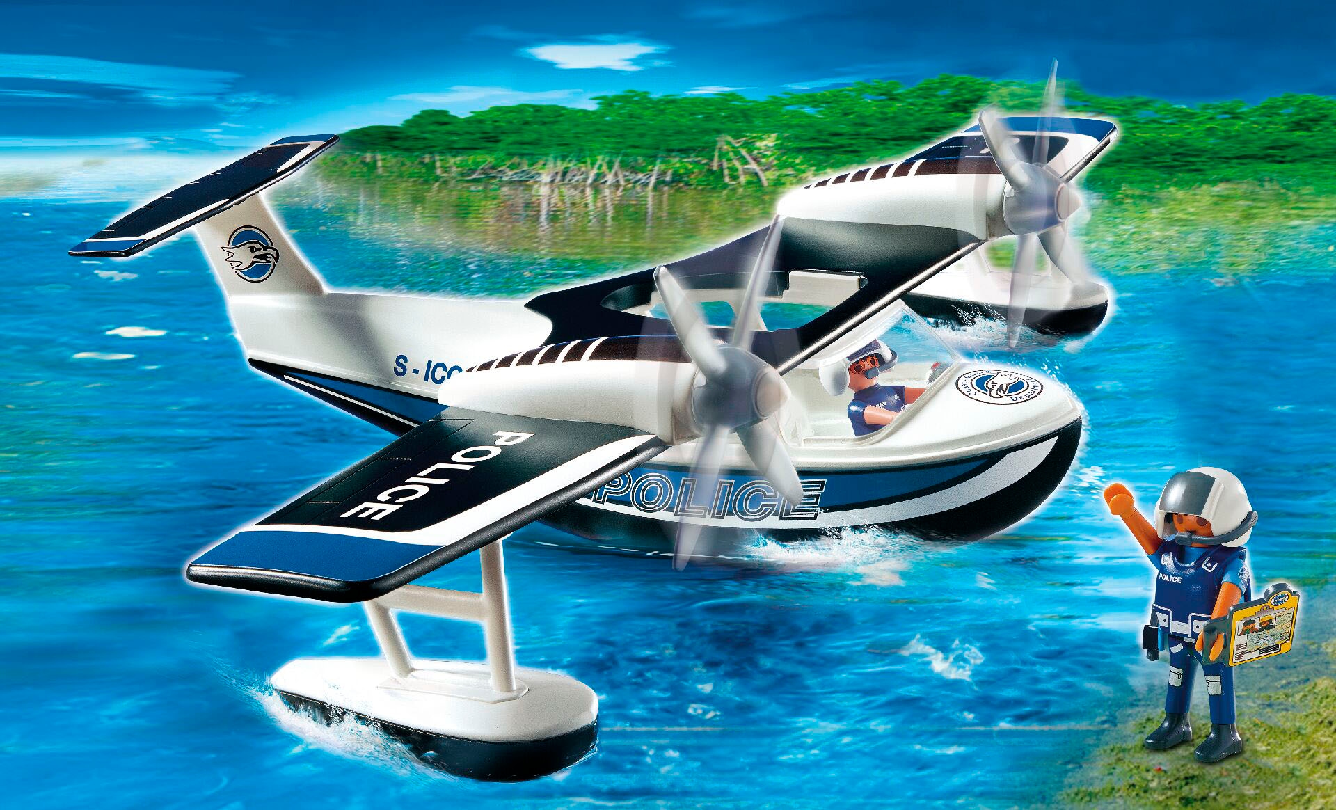 Playmobil® Konstruktions-Spielset »Polizei Wasserflugzeug (4445), Action Heroes« schwimmfähig; Made in Germany