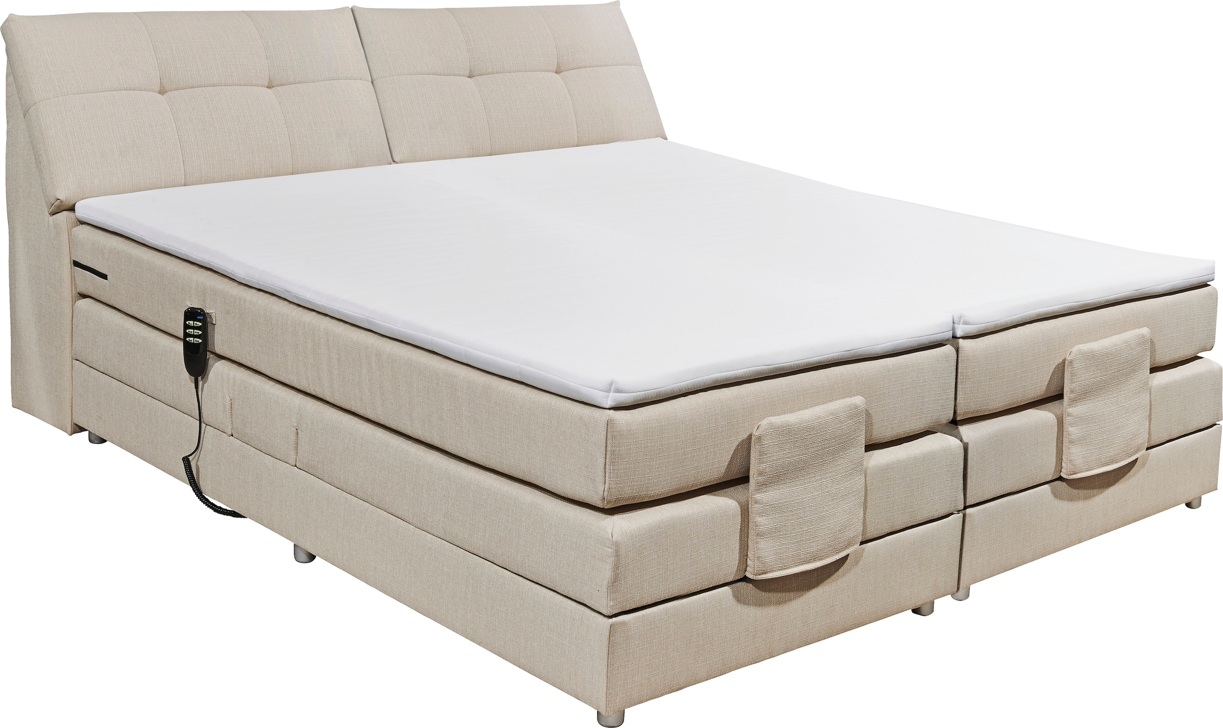 Image of ED EXCITING DESIGN Boxspringbett "Carpino wahlweise in den Breiten 120cm oder 180cm erhältlich" inkl. Motor, Stauraum im Kopfteil und Topper