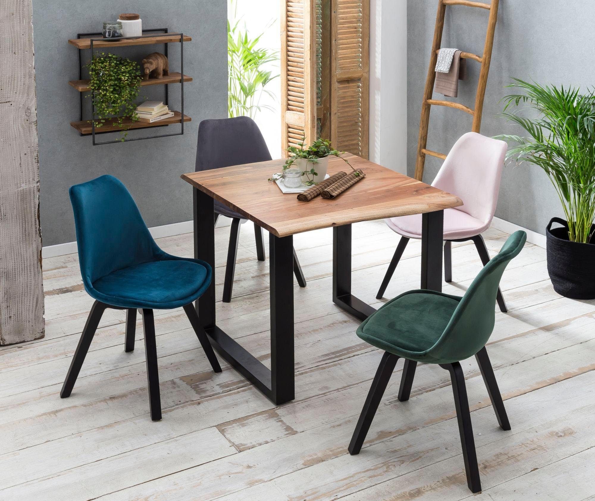 SIT Étagère murale »ROMANTEAKA Hängeregal aus Teakholz mit 3 Böden im Industrial-Stil« Teck recyclé rencontre un cadre métallique moderne