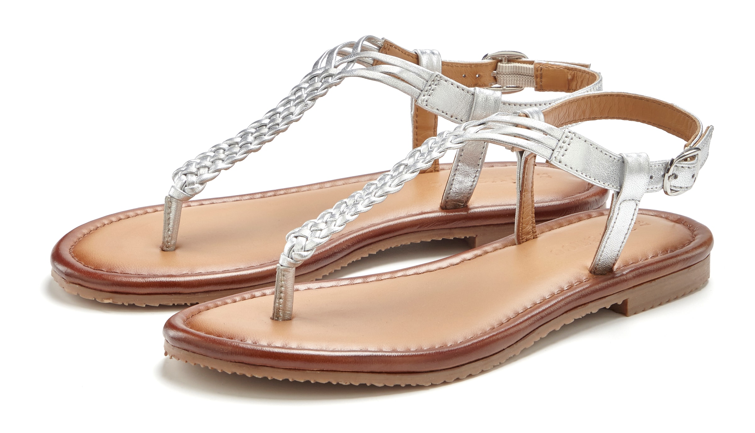Image of Vivance Zehentrenner "Sandalette, Sommerschuh, Sandale," NEU aus Leder mit Flecht-Optik