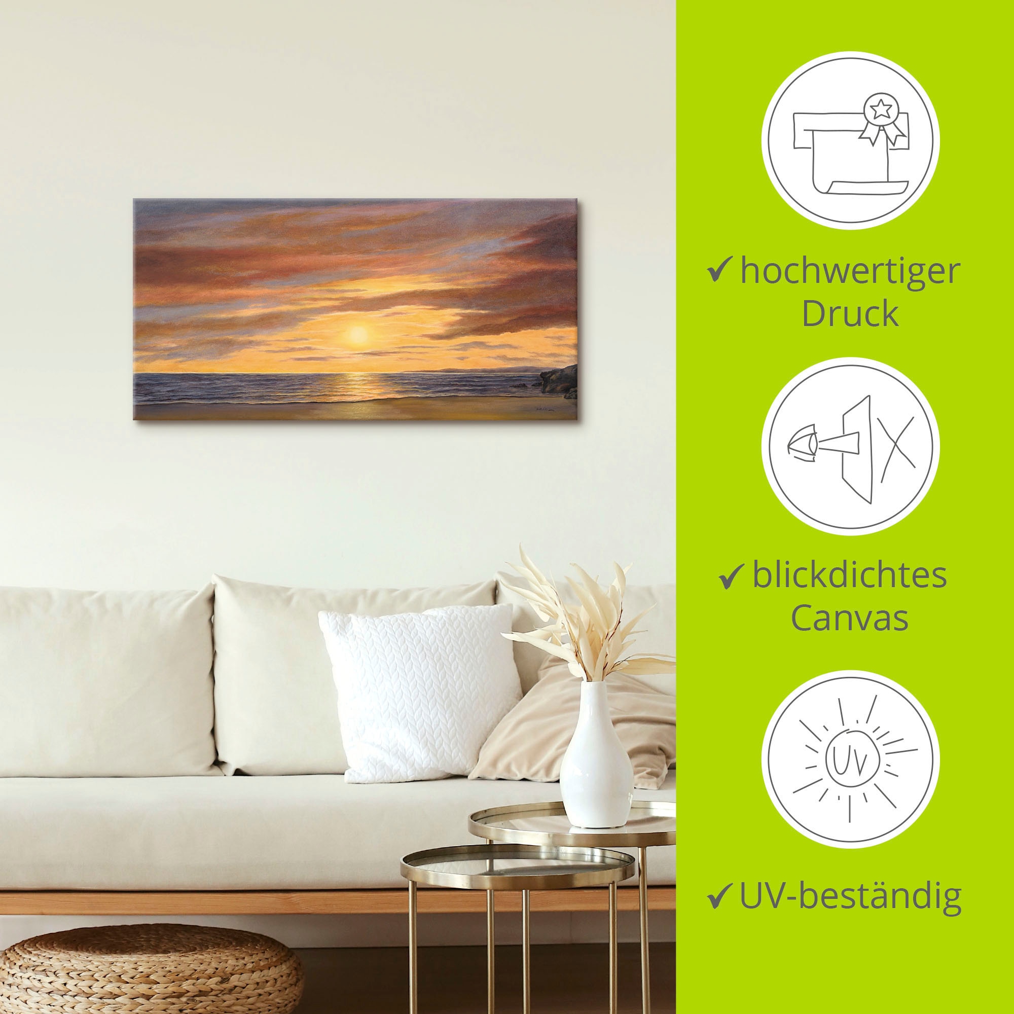 Artland Fresque murale »Sonne am Strand« 1 cuis tlg. als Alubild, Leinwandbild in verschied. Grössen