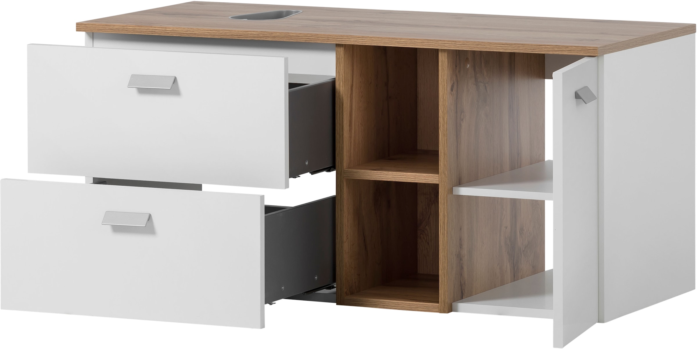 Schildmeyer Table de lavage »Mona« Kreamikbecken, Metallbeschläge, Vollauszüge