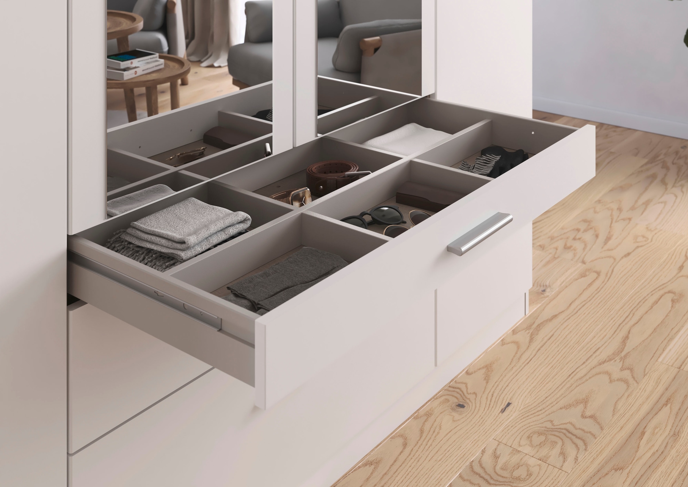 rauch Armoires à vêtements »Schrank Drehtürenschrank Garderobe Ankleide Schlafzimmer HILDESHEIM« Largeurs : 185/275 cm, hauteur 231 cm,  tiroir supérieur avec compartiments pratiques MADE IN GERMANY