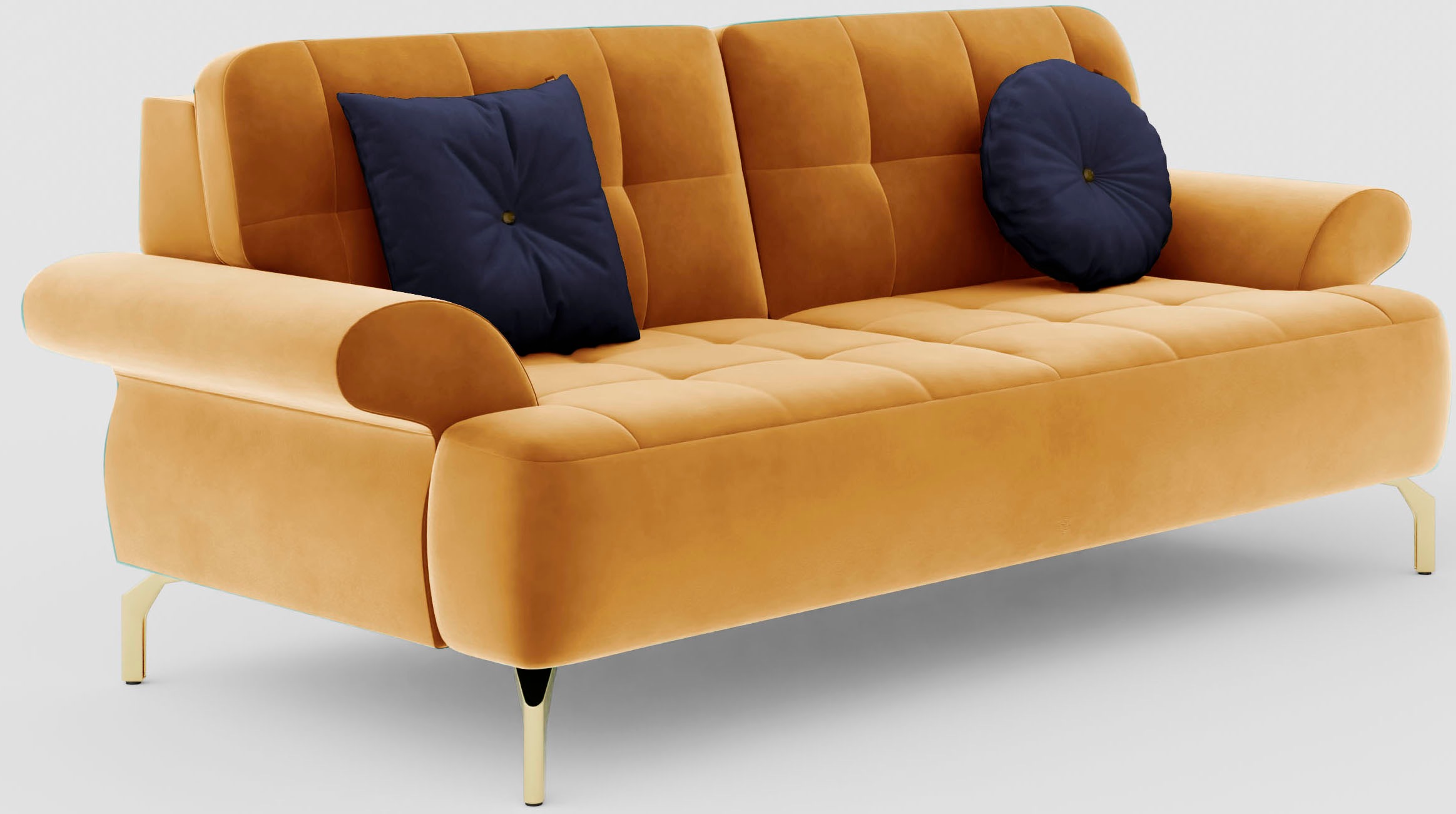 sit&more 2,5-Sitzer »Orient 1« inkl. 2 Zierkissen mit Strass-Stein, goldfarbene Metallfüsse