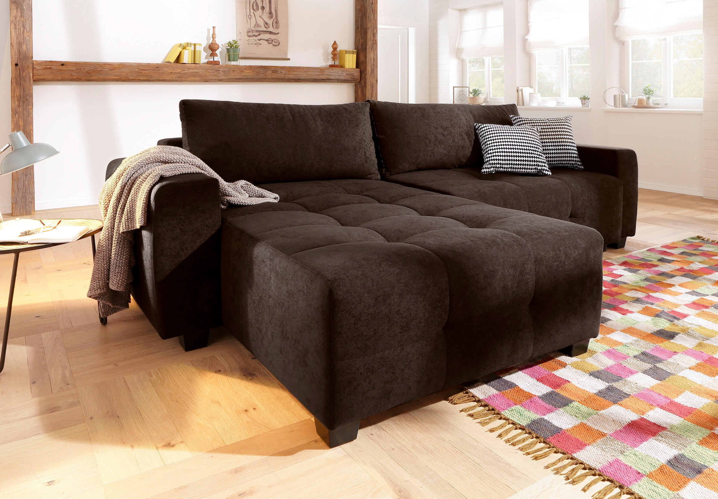 Image of Home affaire Ecksofa "Bella L-Form, B: 254 cm - OTTO. Verlässliche Qualität." 2 Zierkissen, optional Bettfunktion & Bettkasten, Federkern