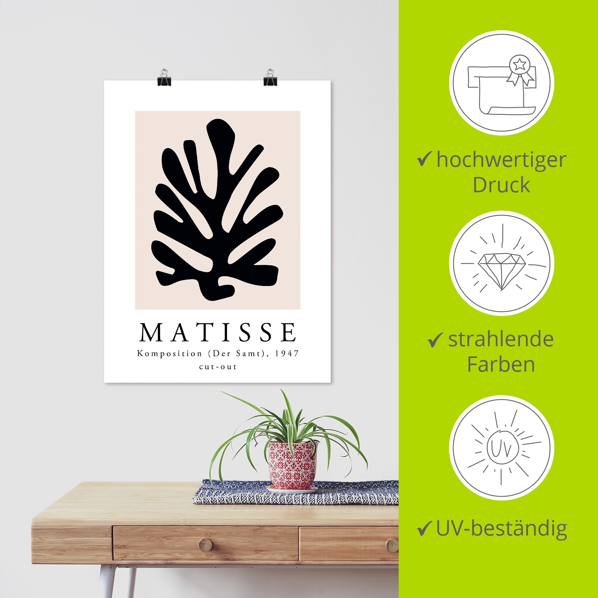 Artland Wandbild »Matisse Komposition - cut-out schwarz« Muster 1 Stk. tlg. als Alubild, Leinwandbild, Poster, Wandaufkleber in verschied. Grössen