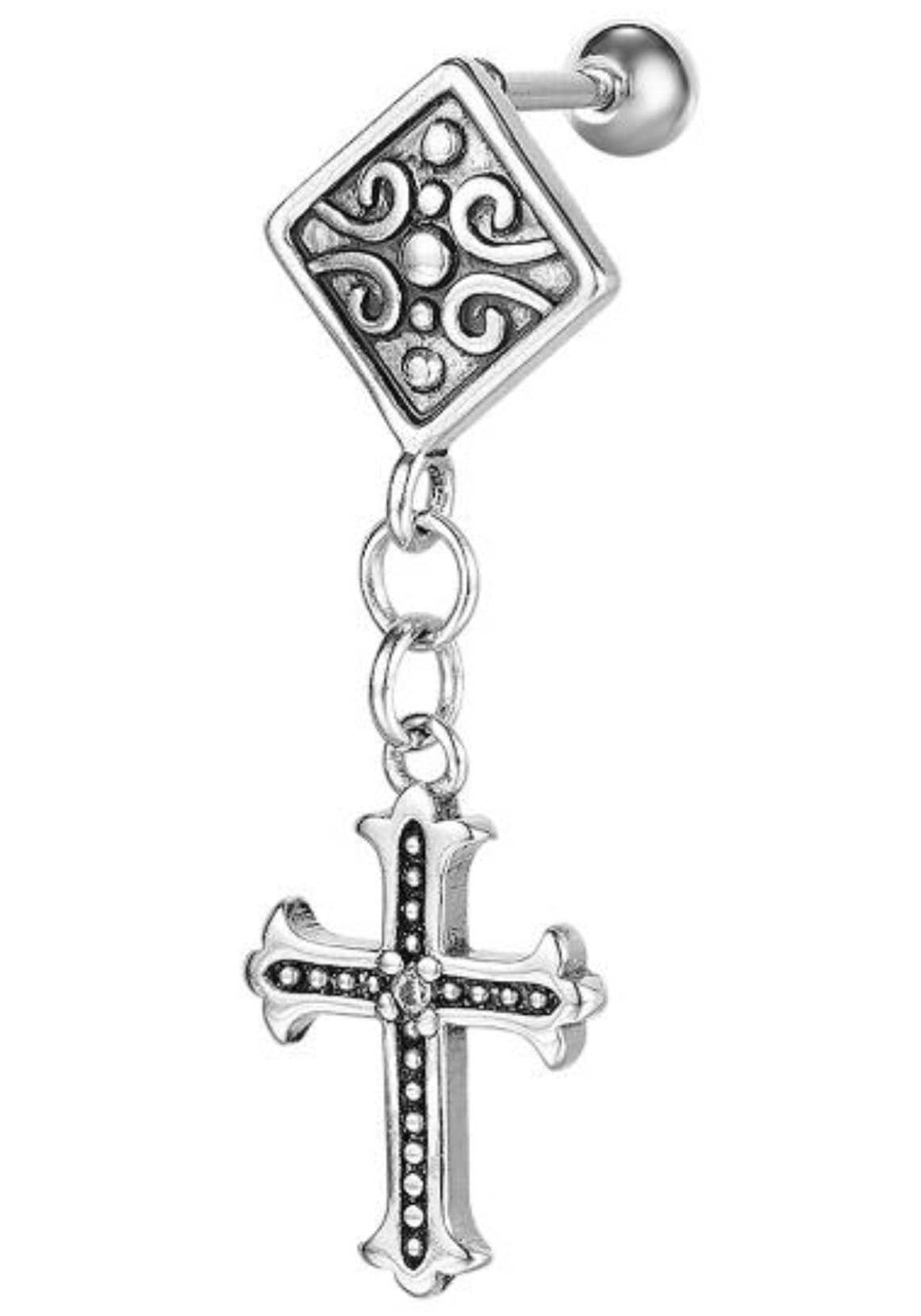 Image of Firetti Single-Ohrstecker "Schmuck Geschenk Ohrschmuck einzeln Kreuz" mit Zirkonia (synth.)
