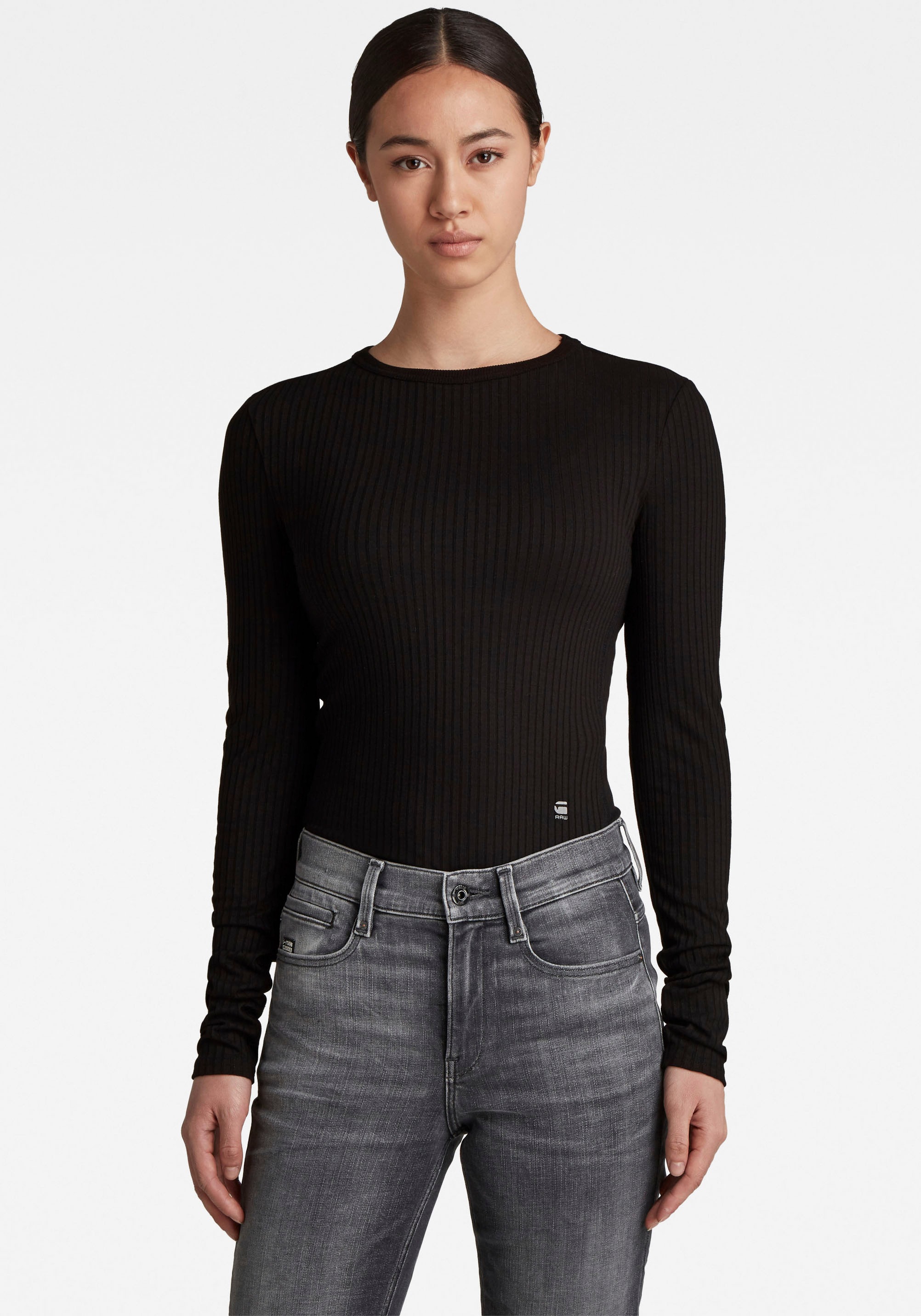Image of G-Star RAW Rundhalspullover »Pullover rib Slim«, mit Rundhalsausschnitt in Ripp-Optik bei Ackermann Versand Schweiz