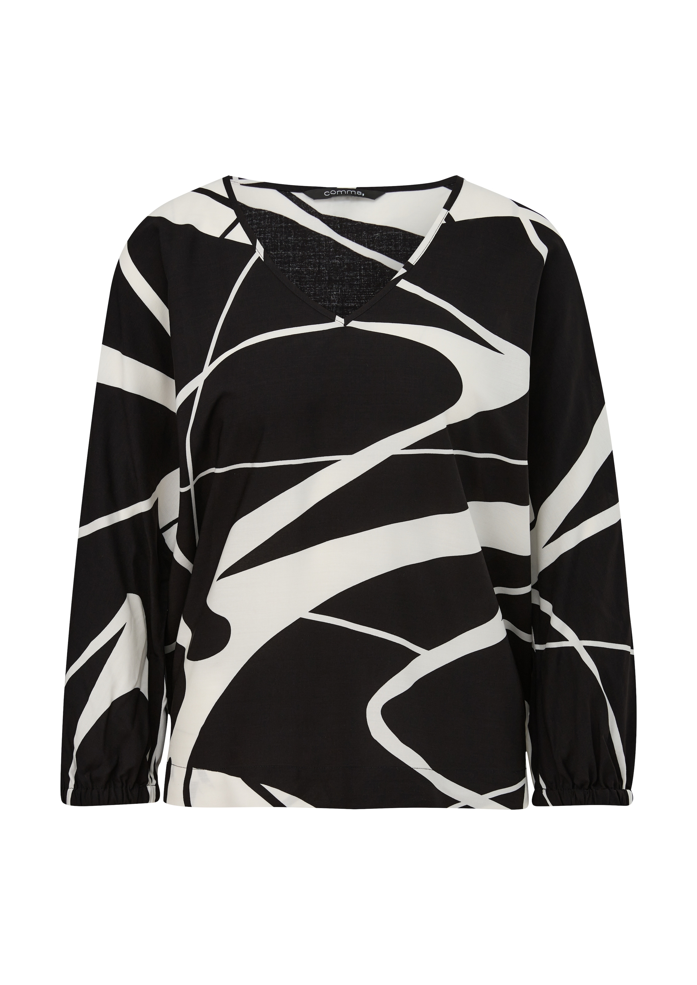 Comma Druckbluse, mit V-Ausschnitt und Allover-Muster