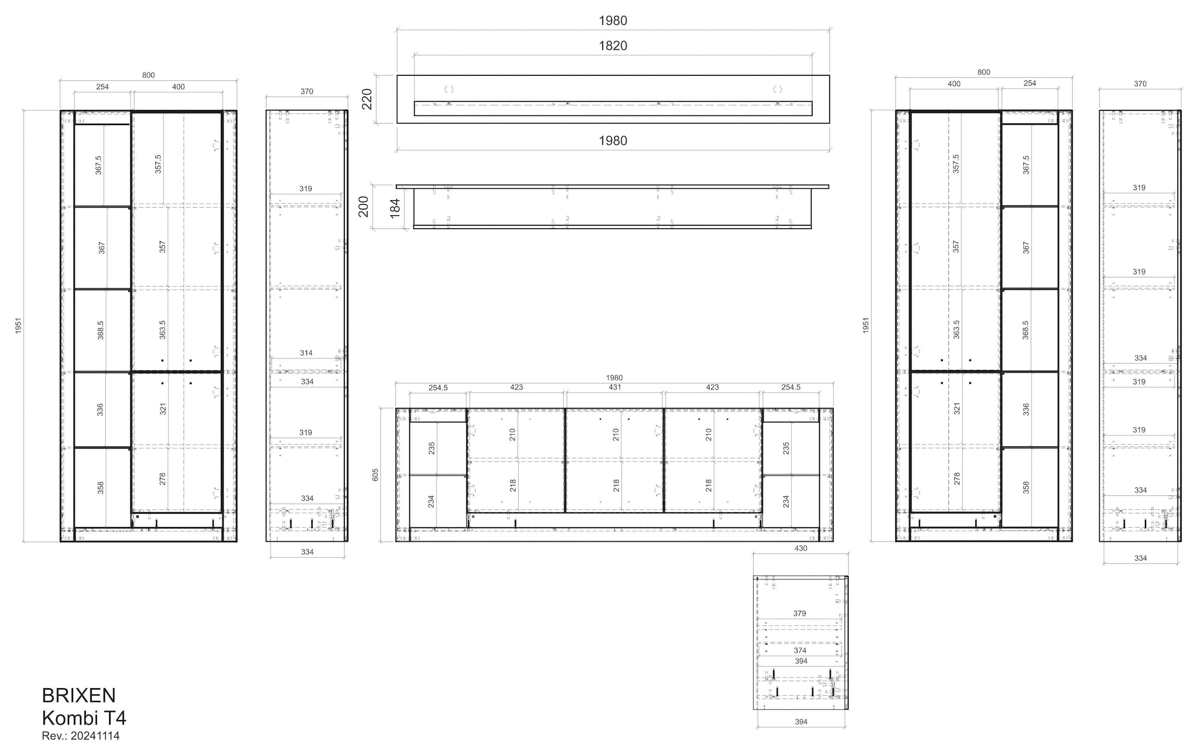 INOSIGN Wohnwand »Brixen, moderne Anbauwand, Wohnzimmer-Set, Eiche Evoke Dekor mit Weiss«, (Set, 4 St.), enthält Stauraumelemente, Lowboard und Wandboard