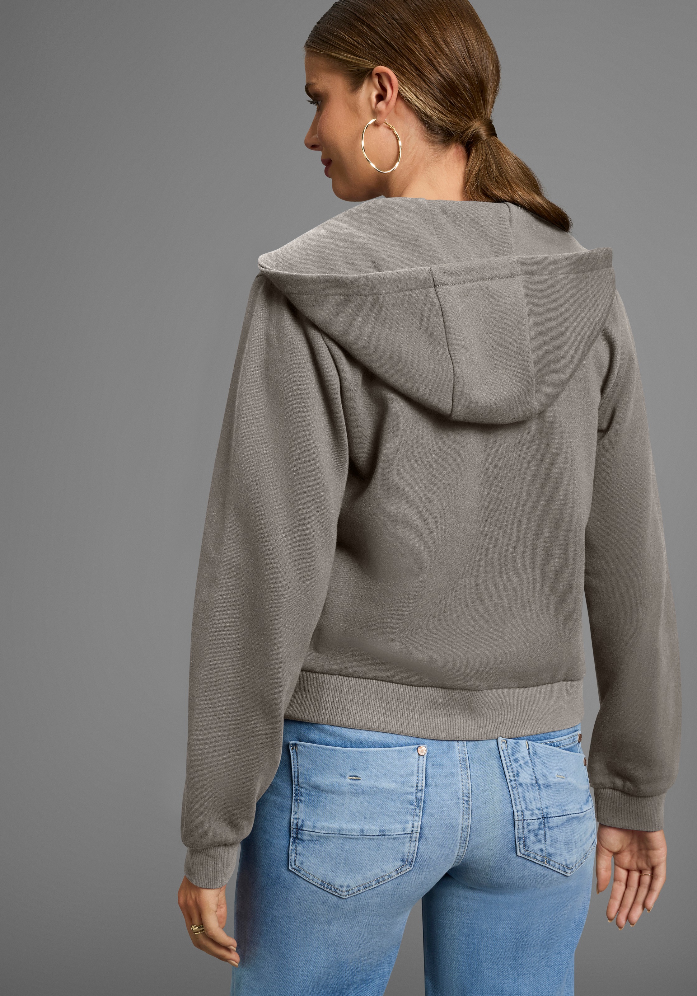 DELMAO Kapuzensweatjacke, mit Reissverschluss, Kapuze & Kängurutasche
