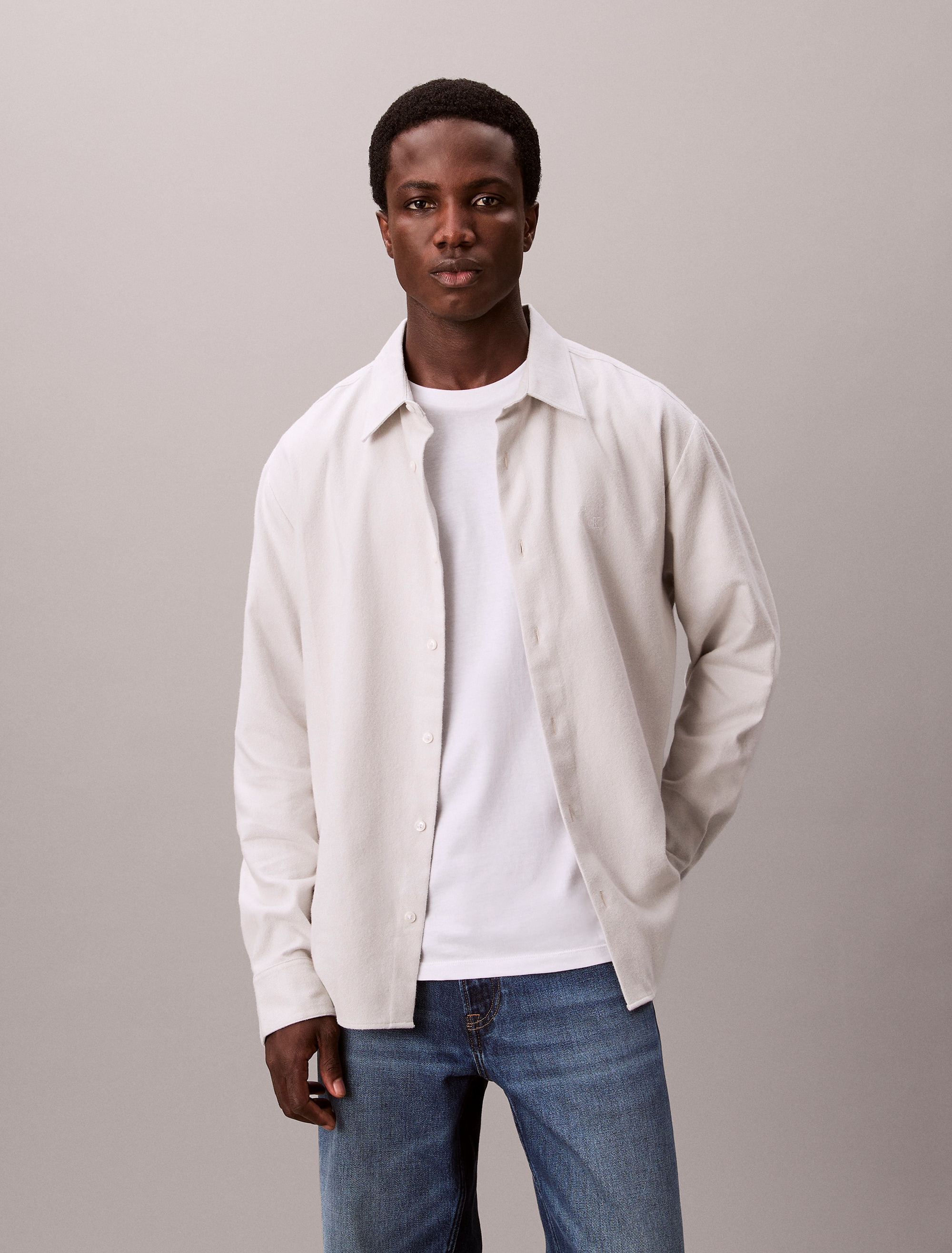 Image of Calvin Klein Flanellhemd "LS MELANGE FLANNEL EASY SHIRT" Mit Rundhalsausschnitt, regular fit