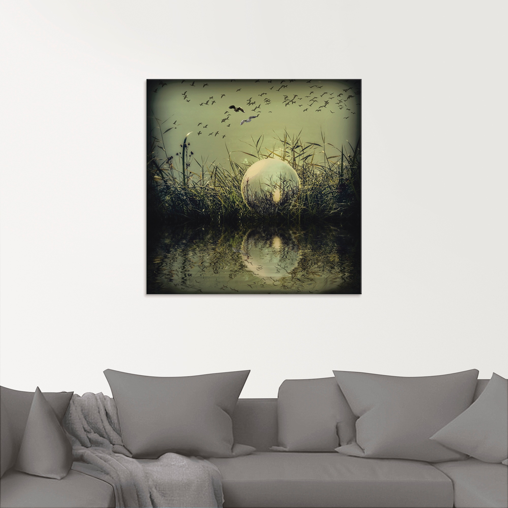 Artland Glasbild »In der Glaskugel - Mystische Au«, Landschaften, (1 St.), in verschiedenen Grössen