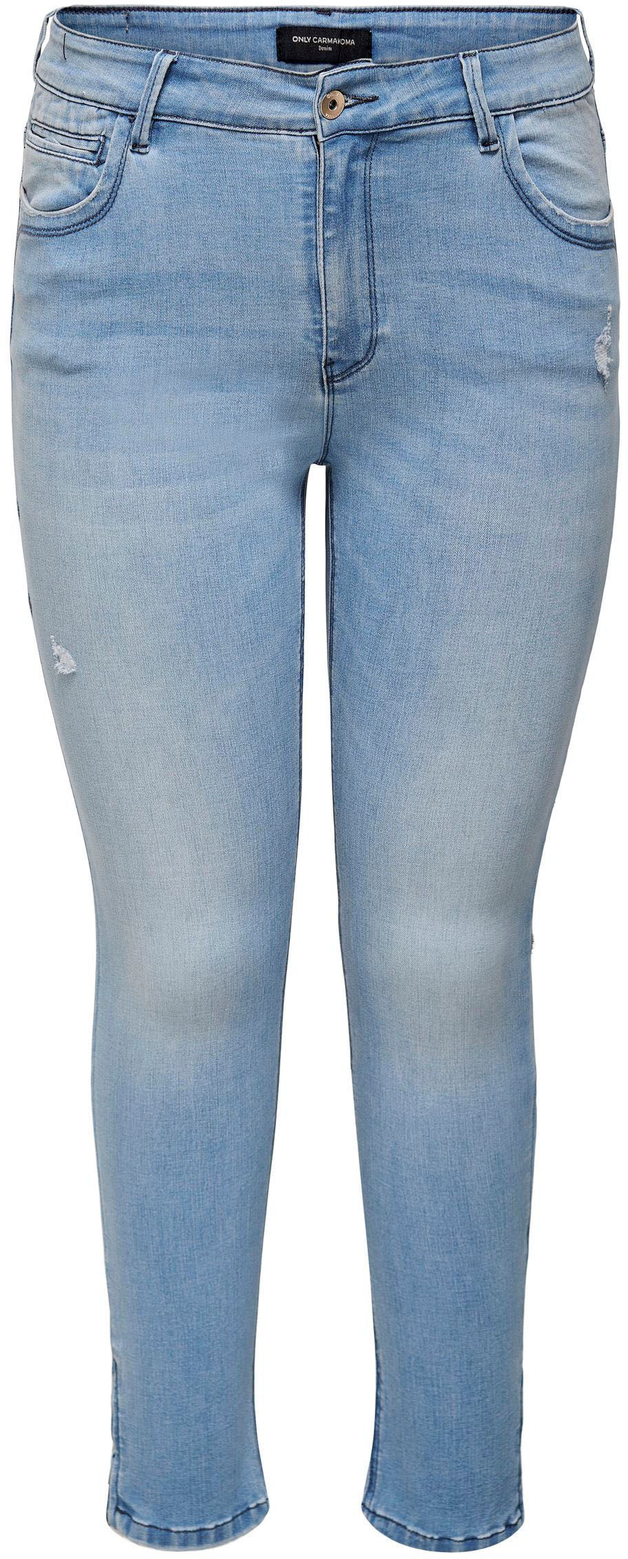 ♕ ONLY SK DNM REG CARMAKOMA kaufen »CARKARLA BJ759 Skinny-fit-Jeans Effekt Destroyed versandkostenfrei mit NOOS«, ANK