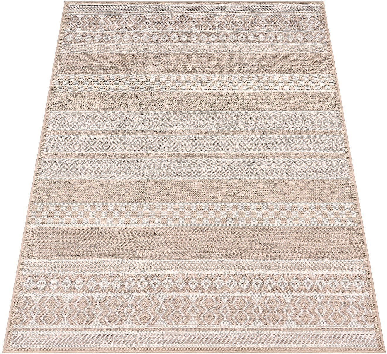 Image of Paco Home Teppich "Vermont 183" rechteckig 4 mm Höhe Flachgewebe, modernes gestreiftes Design, In- und Outdoor geeignet