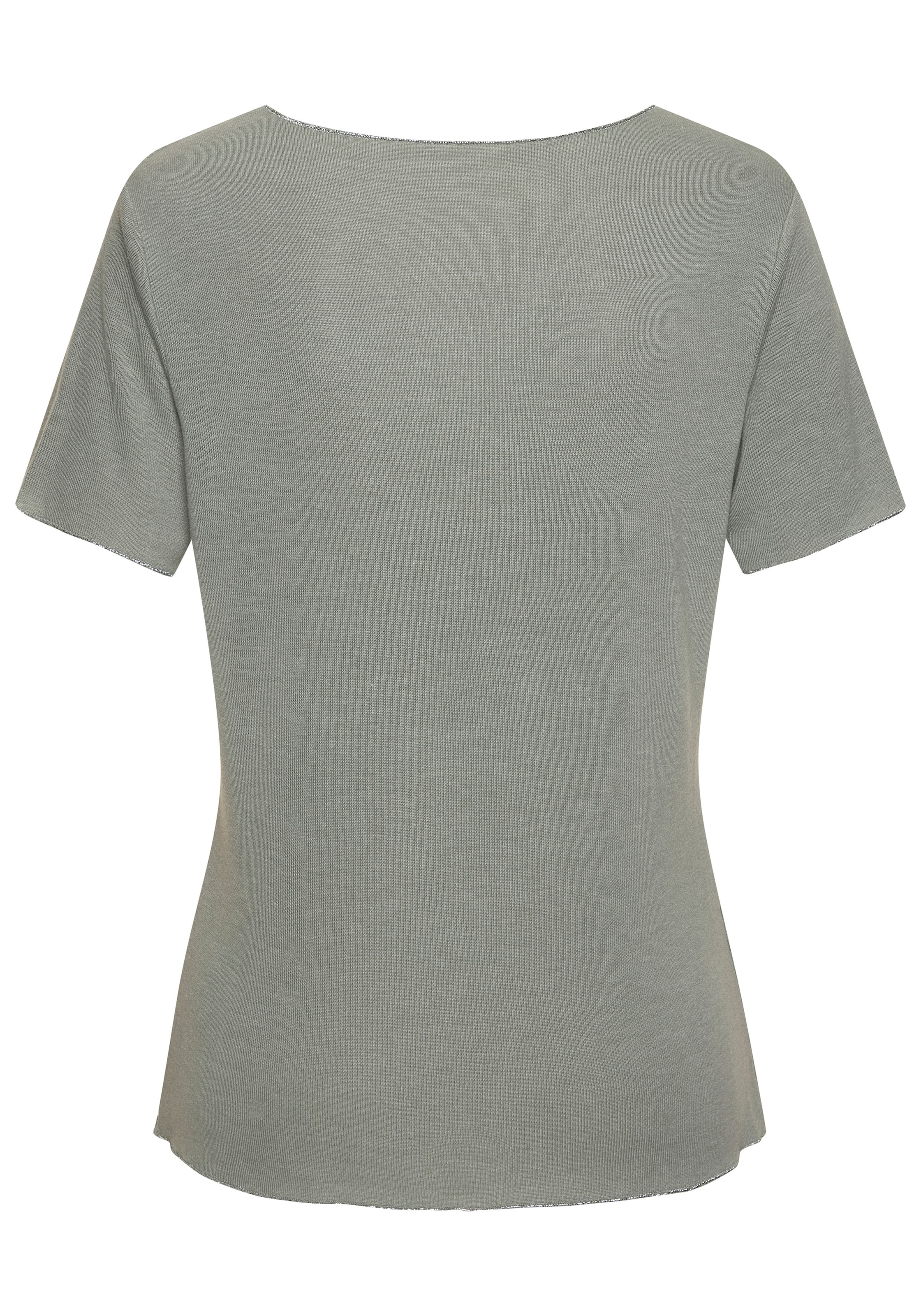 LASCANA Rundhalsshirt »mit feiner Glitzereinfassung«, aus weichem Viskose-Feinstrick