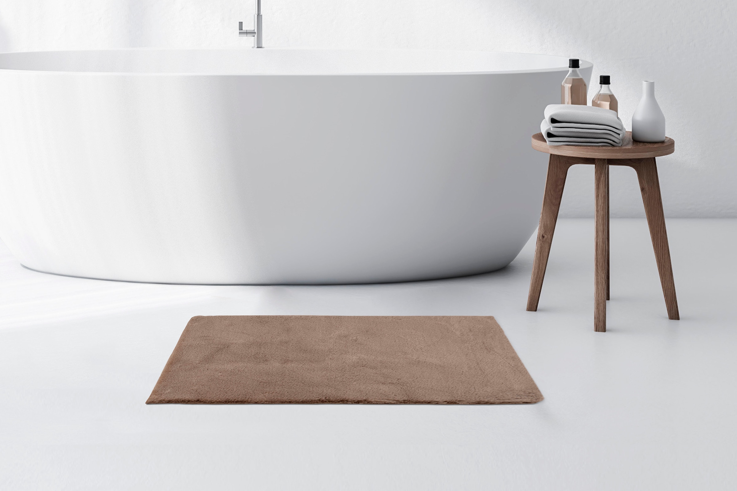 Kayoom Badematte »Rabbit Light« Höhe 22 mm rutschhemmend beschichtet fussbodenheizungsgeeignet weiche Kaninchenfell Haptik, Badezimmer, Kinderzimmer, Schlafzimmer