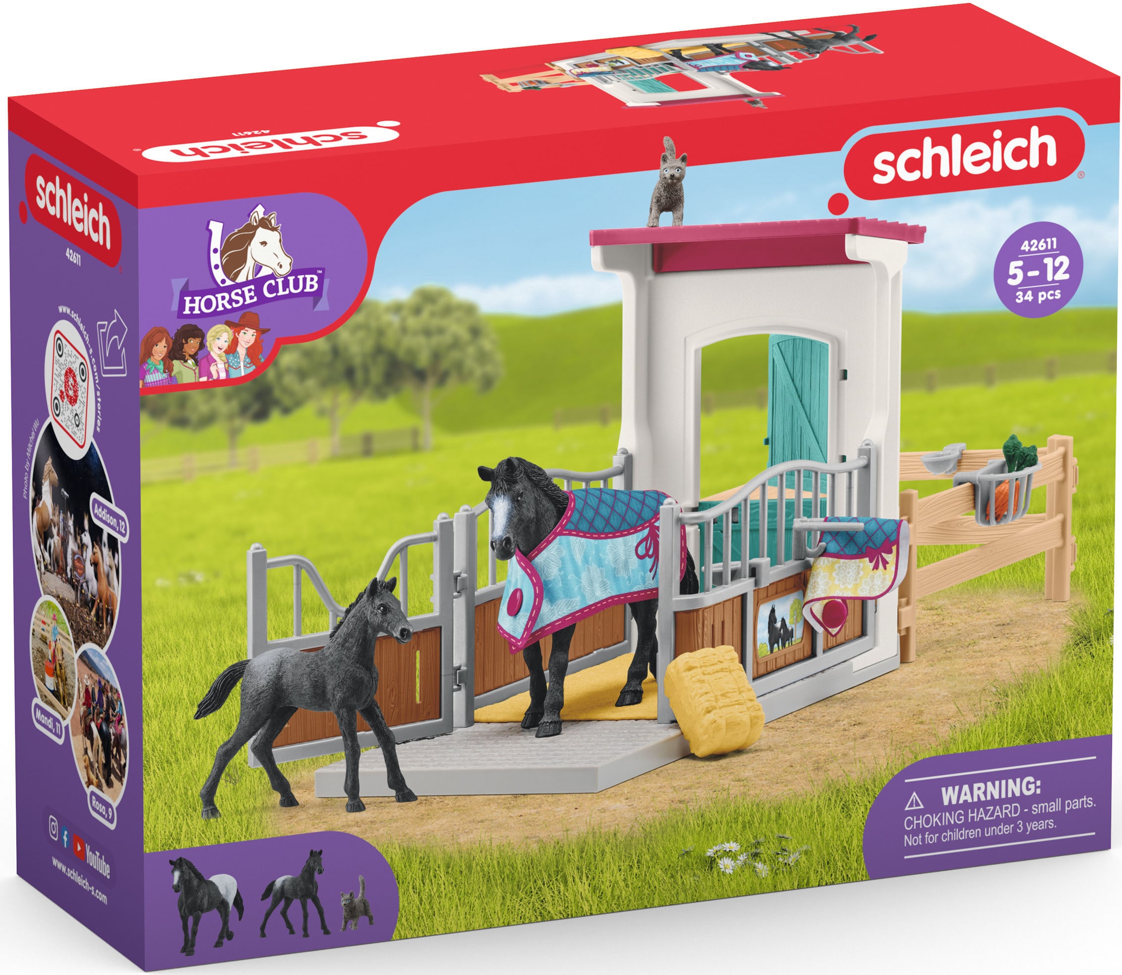 Schleich® Spielwelt »HORSE CLUB, Pferdebox mit Stute und Fohlen (42611)«