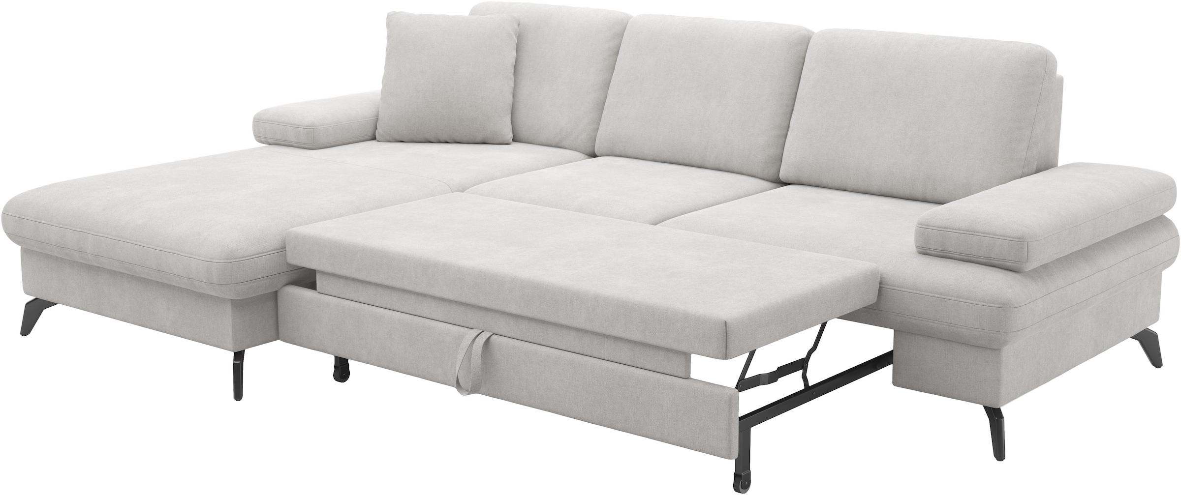 sit&more Ecksofa »Morris Jubi L-Form, inklusive XXL-Liegefläche, bzw. Schlaffunktion«, Bettfunktion, Armteilverstellung und 1 Zierkissen