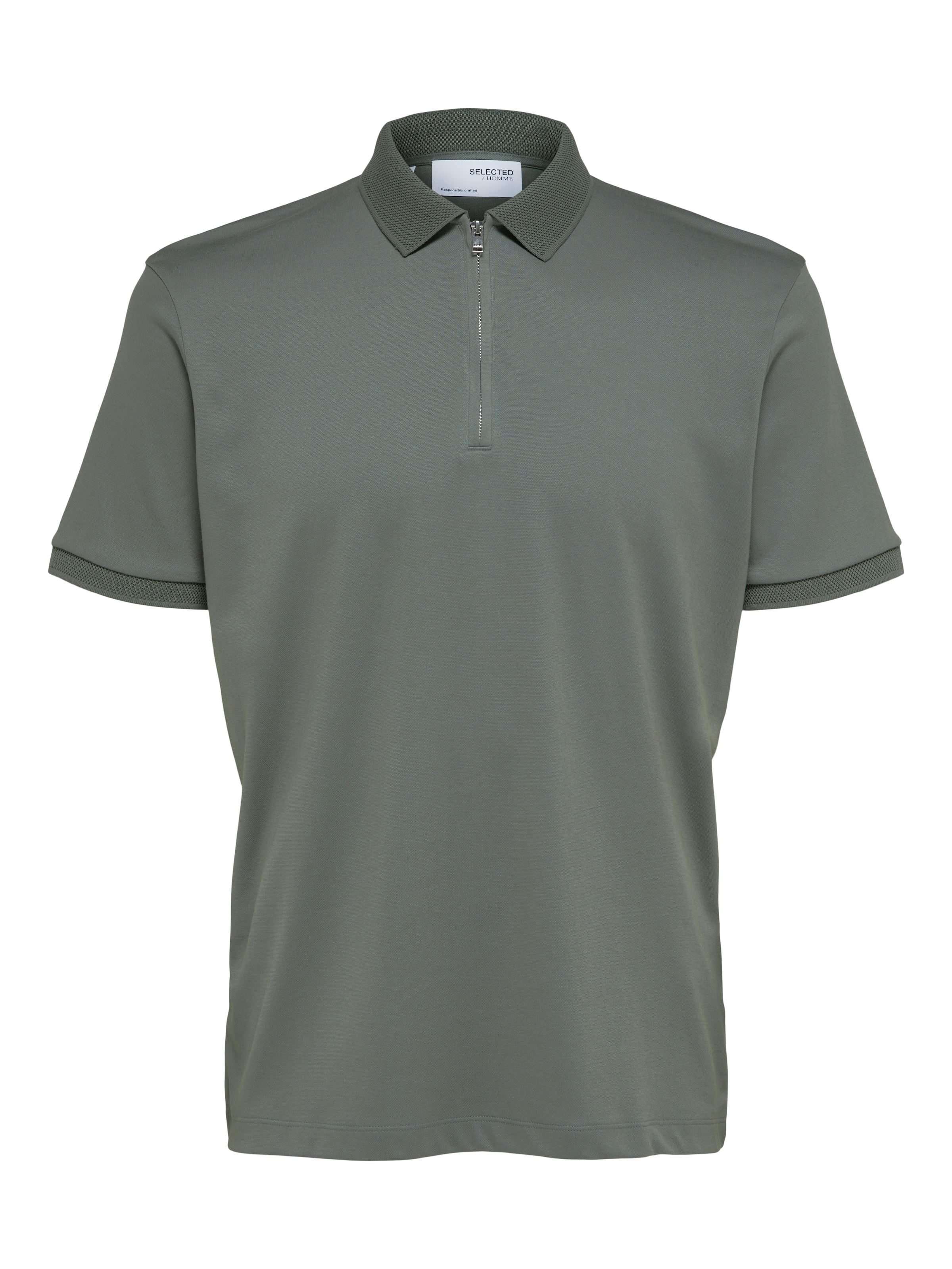 SELECTED Polo »SLHFAVE ZIP SS POLO NOOS« mélange coton, coupe régulière