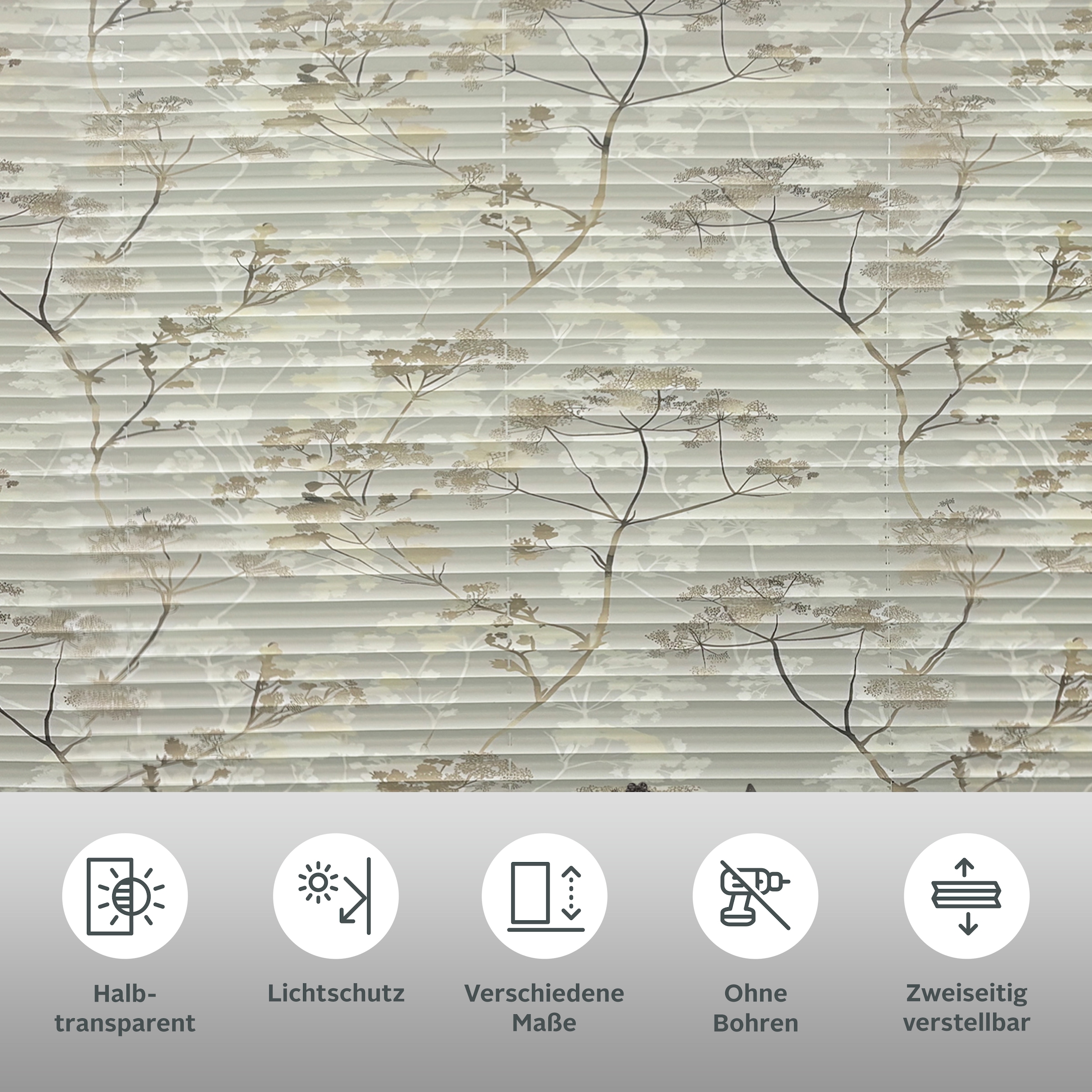 GOODproduct »MYNNI« protection contre la lumière Aucun perçage requis sous tension motif floral, protection solaire, pour portes et fenêtres - NOUVEAUTÉ