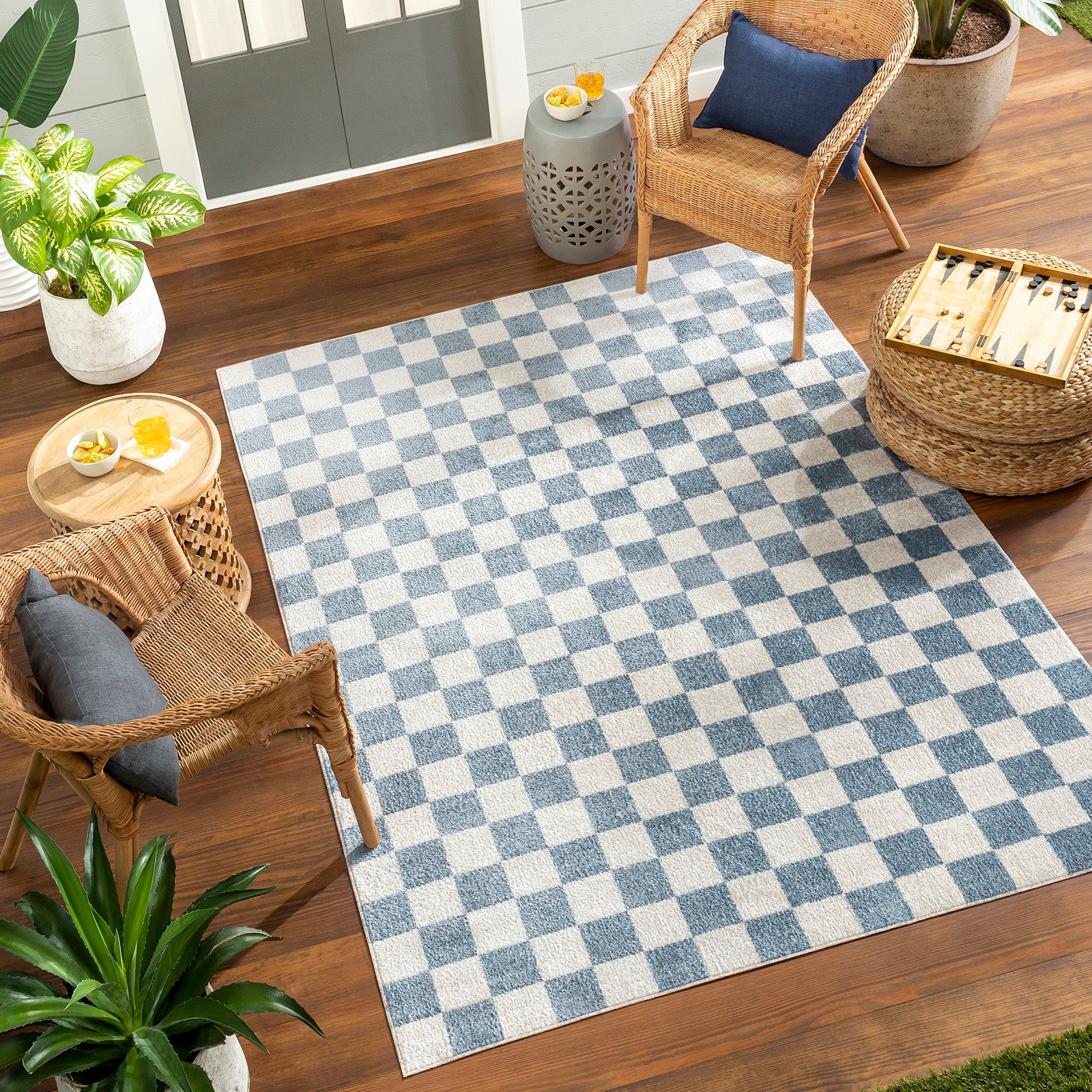Image of Livabliss Teppich "CLEVELAND" rechteckig 6 mm Höhe Maschinenwaschbarer Teppich mit Karomuster, Kurzflor Wohnzimmerteppich