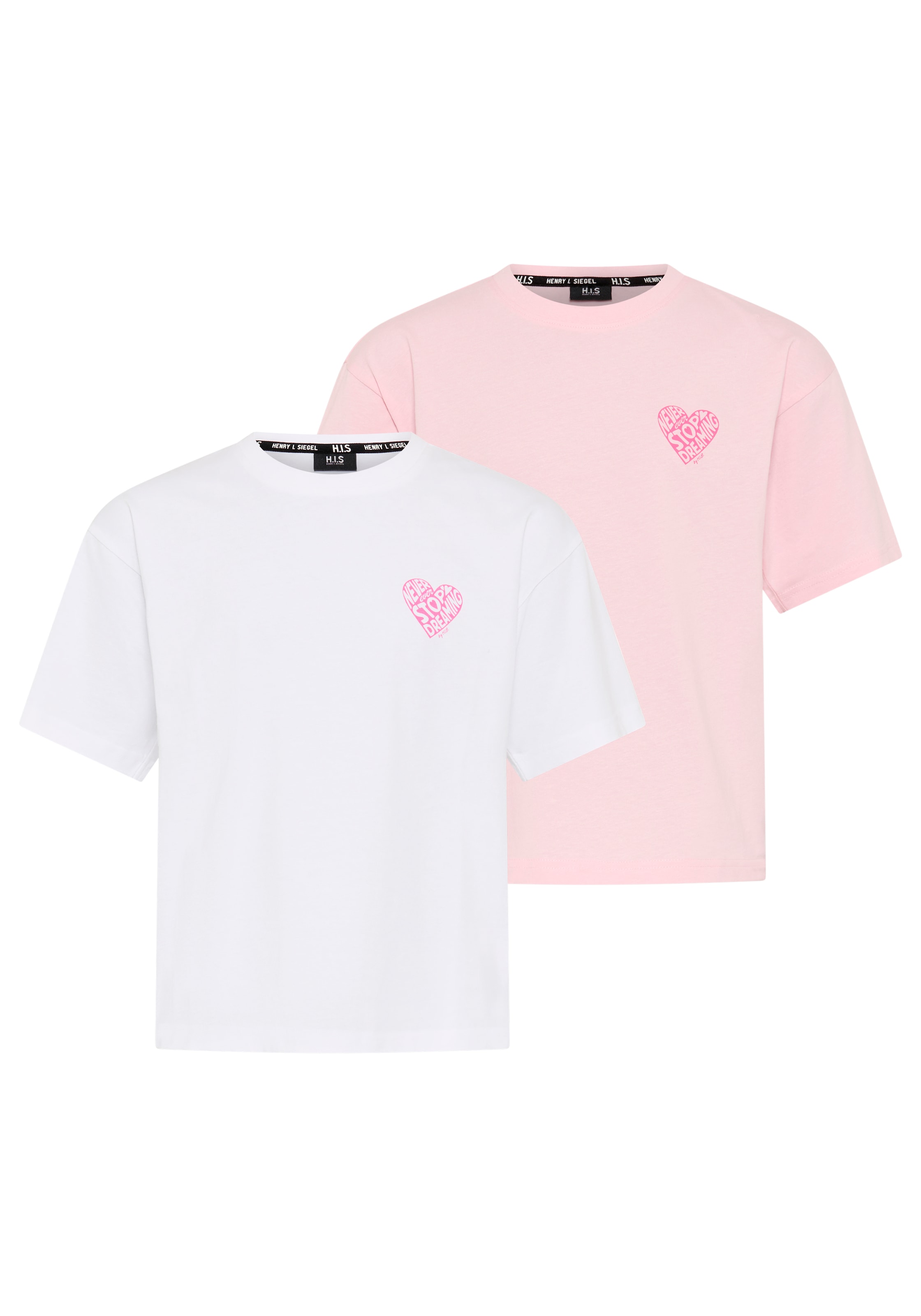 H.I.S T-shirt »2er Pack H.I.S Shirts mit Rückenprint für Mädchen« Paquet, 2, 2 pièces für Mädchen, lässige Passform, kurze Ärmel, mit Logodruck